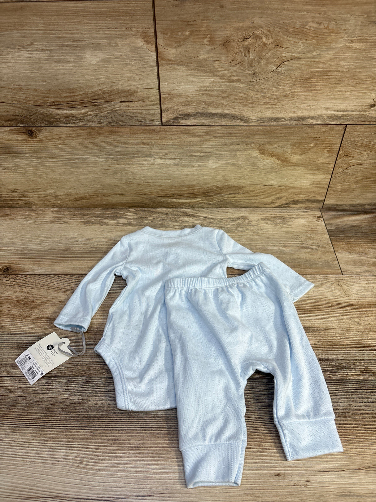 NEW Cloud Island 2pc Pointelle Henley Bodysuit & Pants Set Blue sz 0-3m
