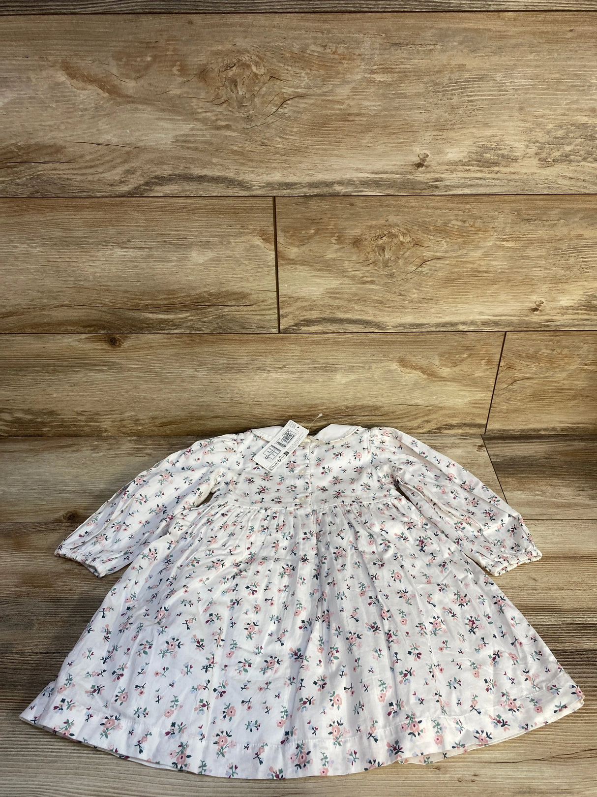 NEW M&S Floral Smocked Dress White sz 18-24m