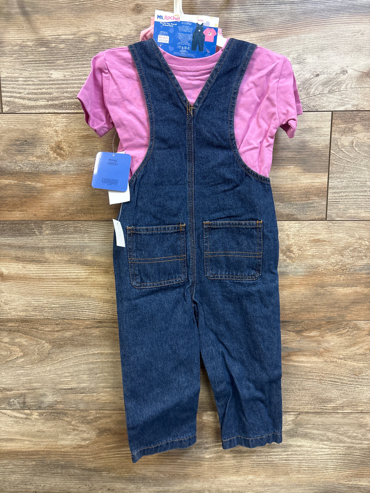 NEW Ms Rachel 3pc Shirt & Overall Set Pink sz 18m