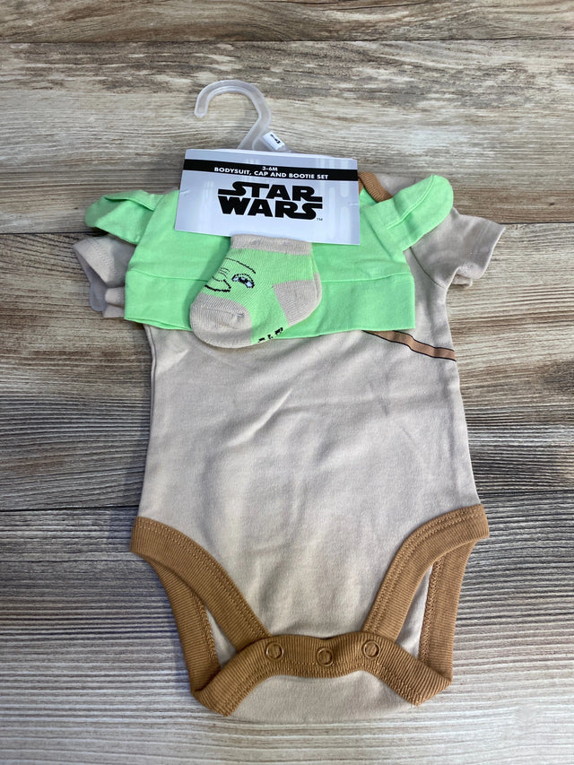 NEW Star Wars 3pc Bodysuit + Cap + Bootie Set Brown sz 3-6m - Me n Mommy To Be