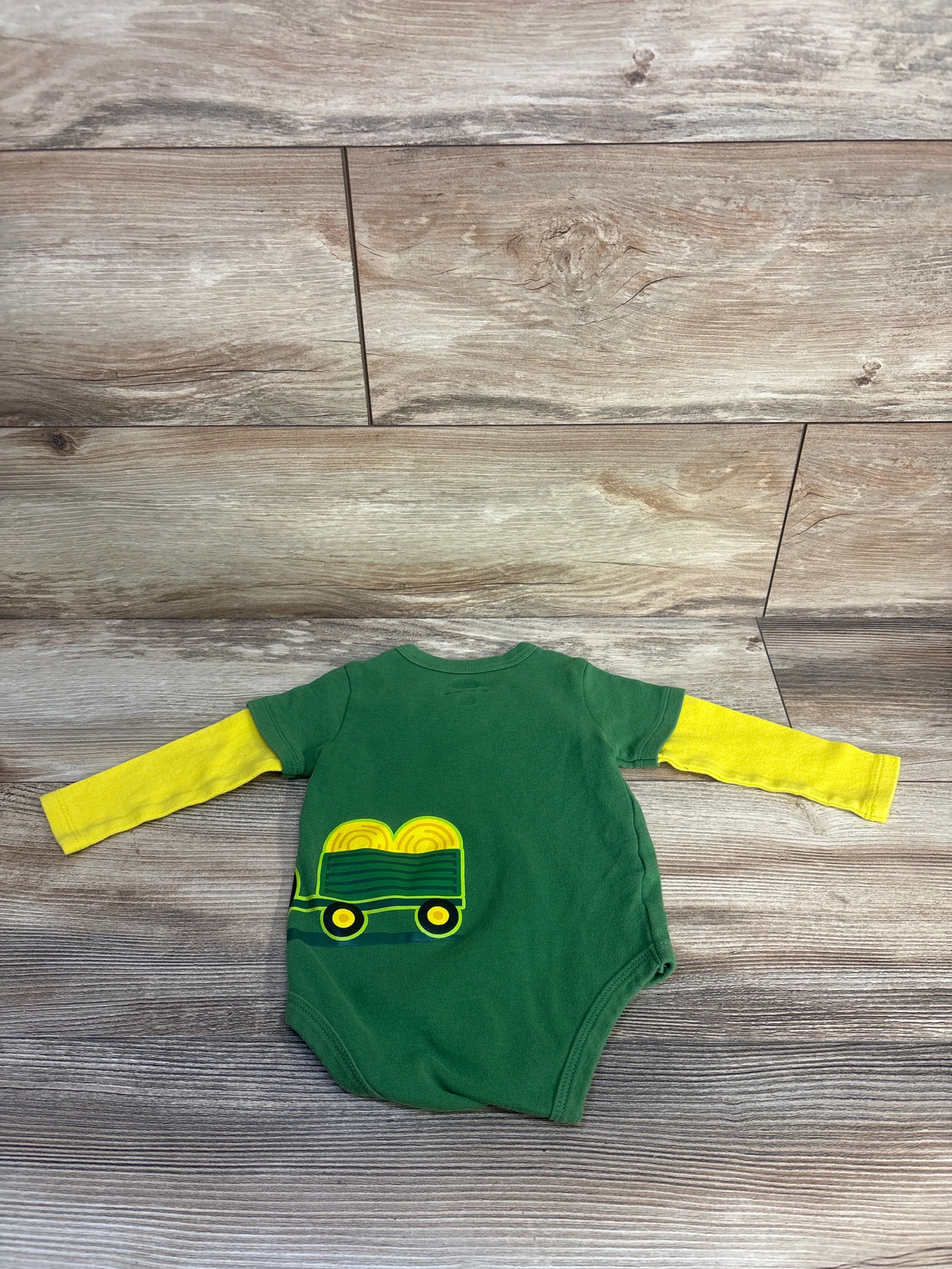 John Deere Layered Sleeve Bodysuit Green sz 6/9m