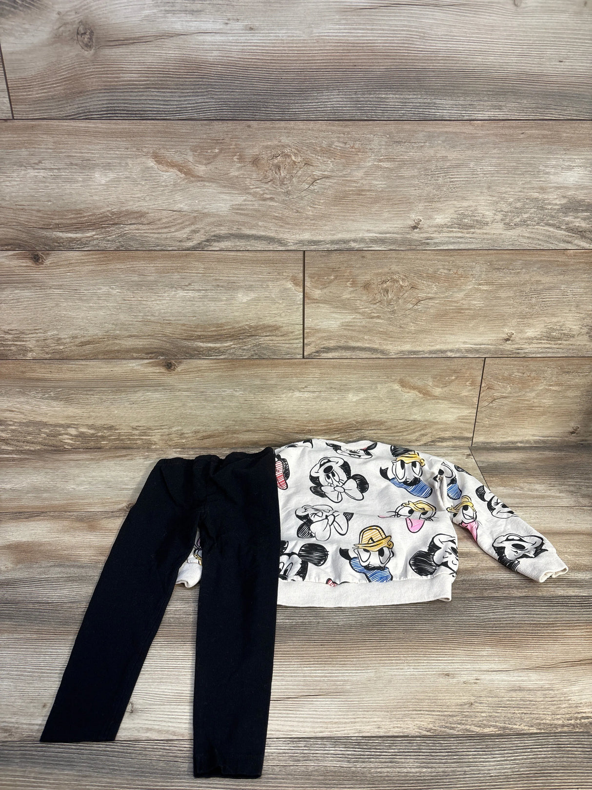 Disney Minnie MOuse 2pc Sweatshirt & Leggings Set Ivory sz 4T