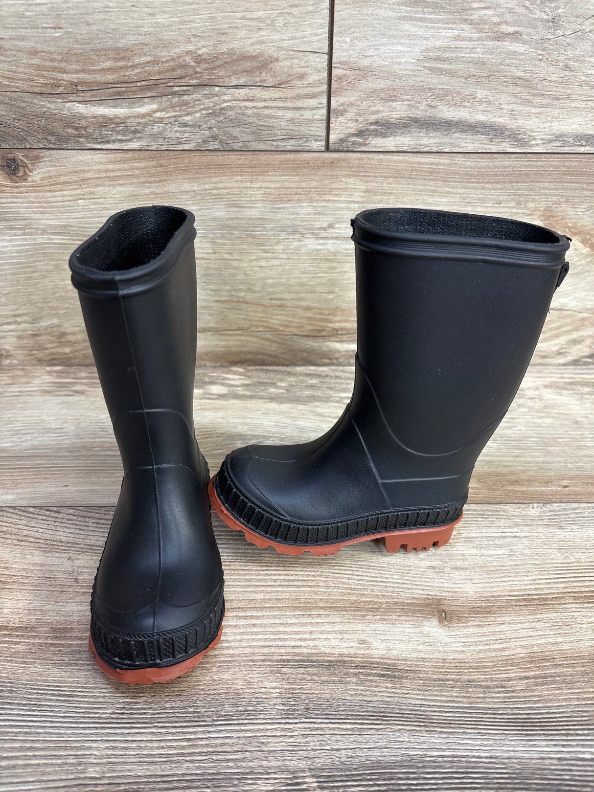 Wonder Nation Chore Rain Boots Black sz 5-6c