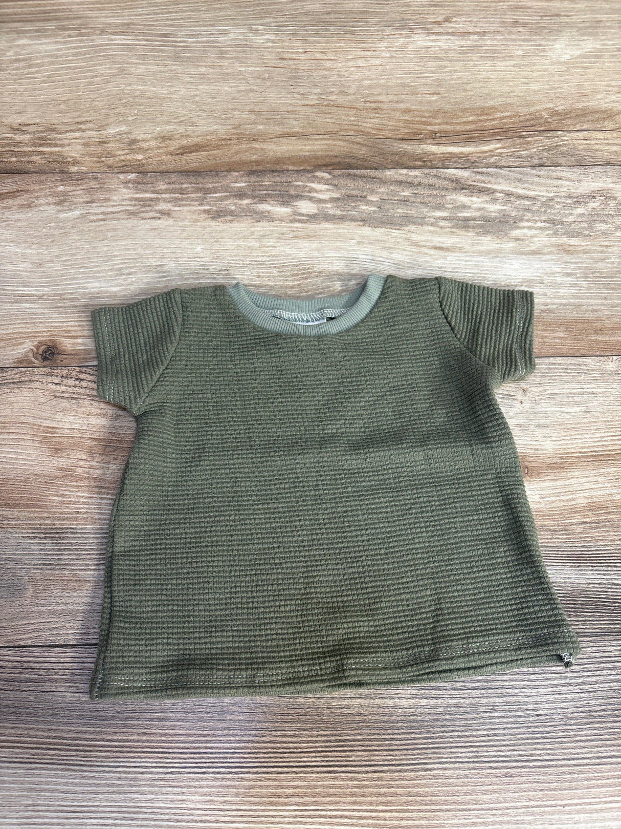 Beau Beau Waffle Knit Short Sleeve Shirt Green sz 6-9m