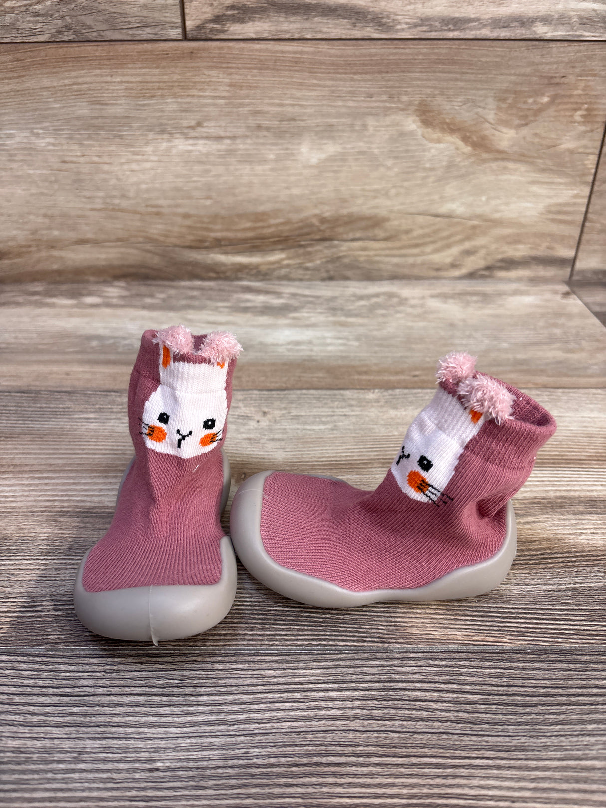 Tiny Explorings Bunny Sock Shoes Pink sz 2/3c