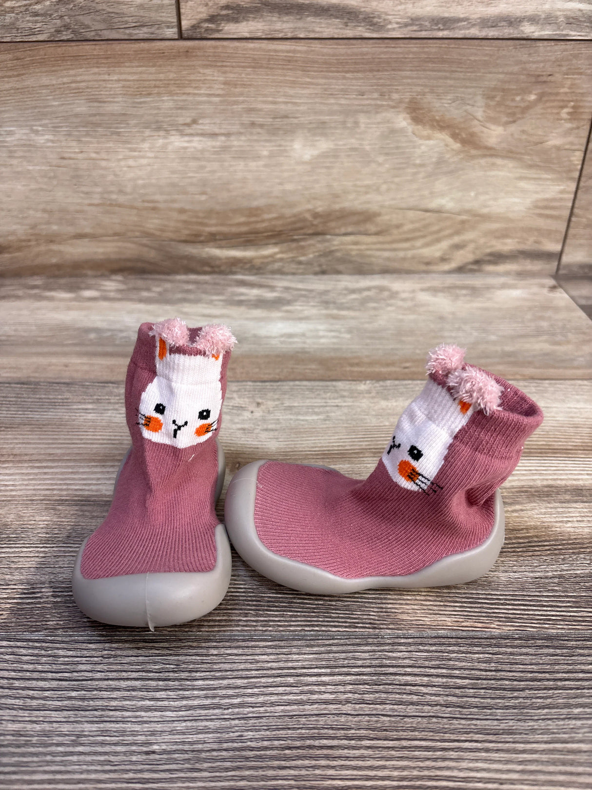 Tiny Explorings Bunny Sock Shoes Pink sz 2/3c