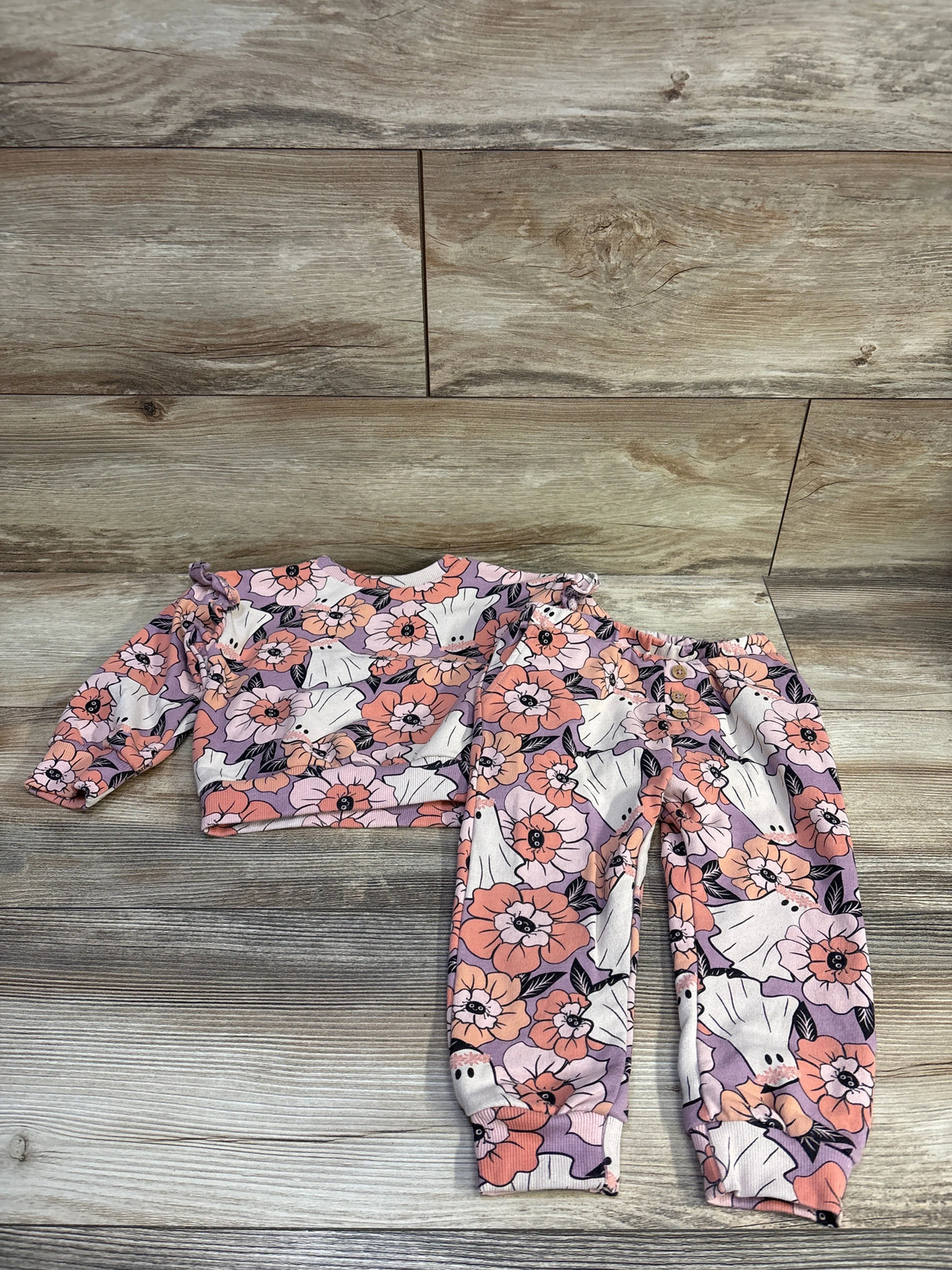 Jessica Simpson 2pc Halloween Sweatshirt & Joggers Set Purple sz 24m
