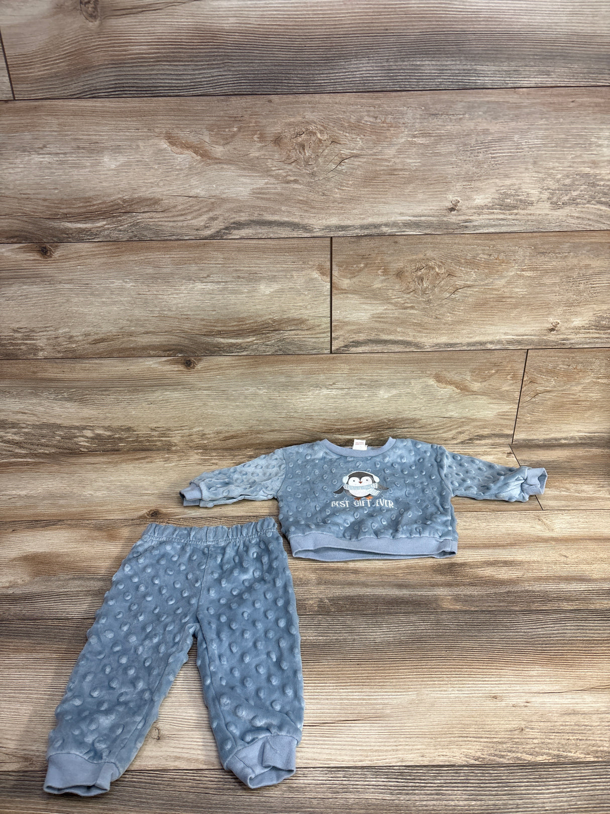 Le Top Bebe 2pc Minky Dot Sweatshirt & Joggers Set Blue sz 6-9m