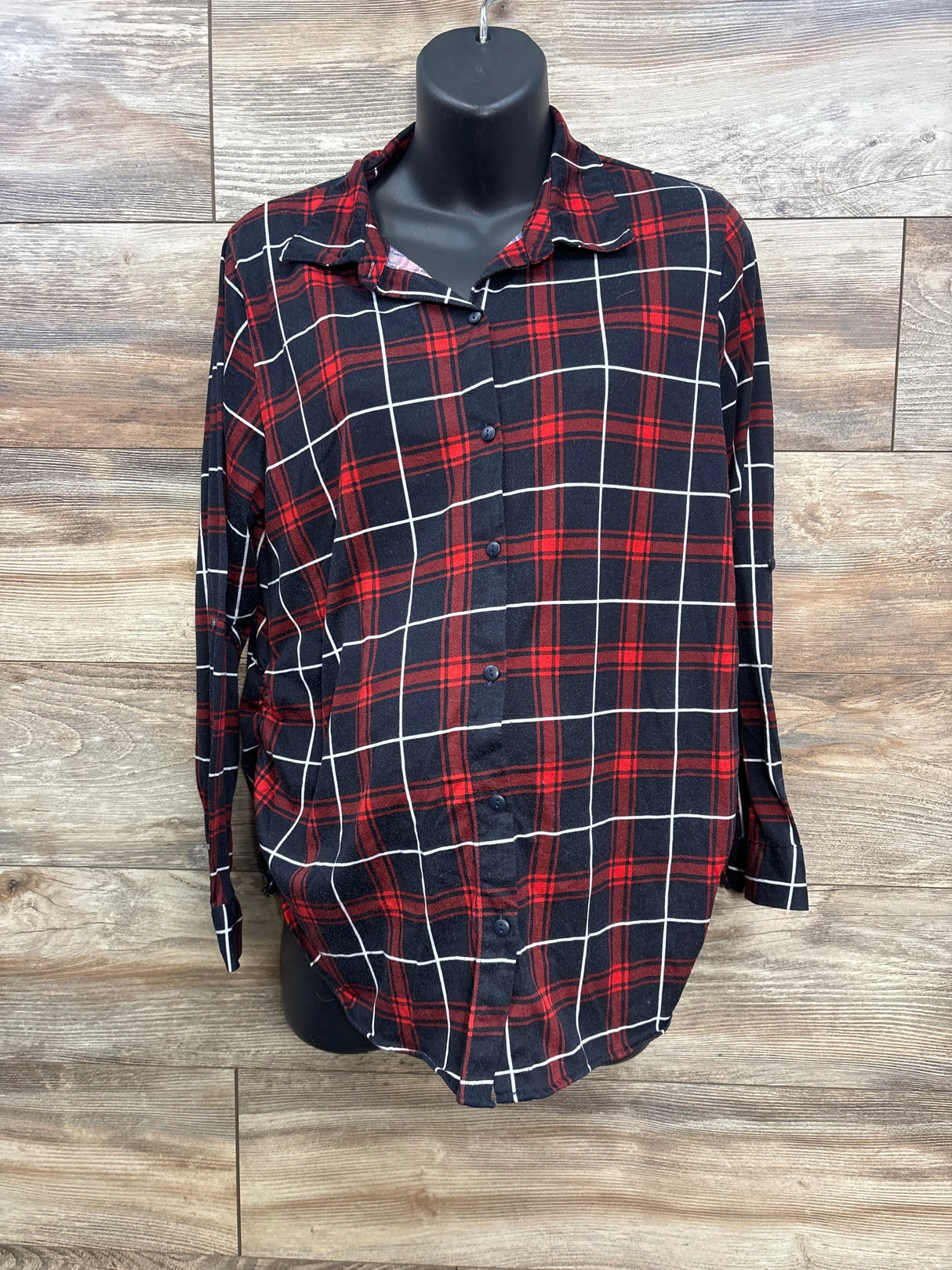 Eden & Olivia Maternity Plaid Button Up Flannel Red sz XL