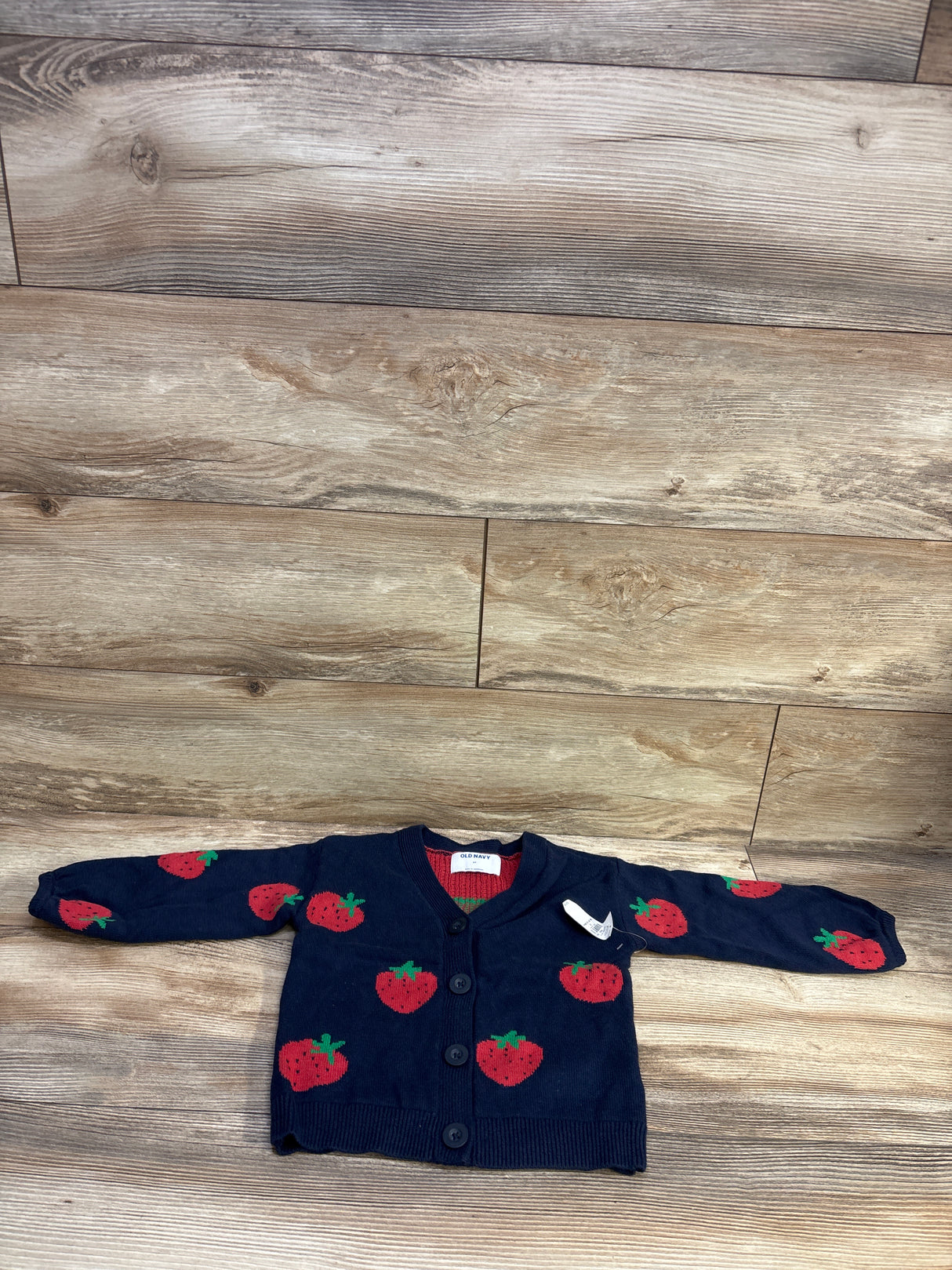 NEW Old Navy Strawberry Print Button-Front Cardigan Navy sz 3T