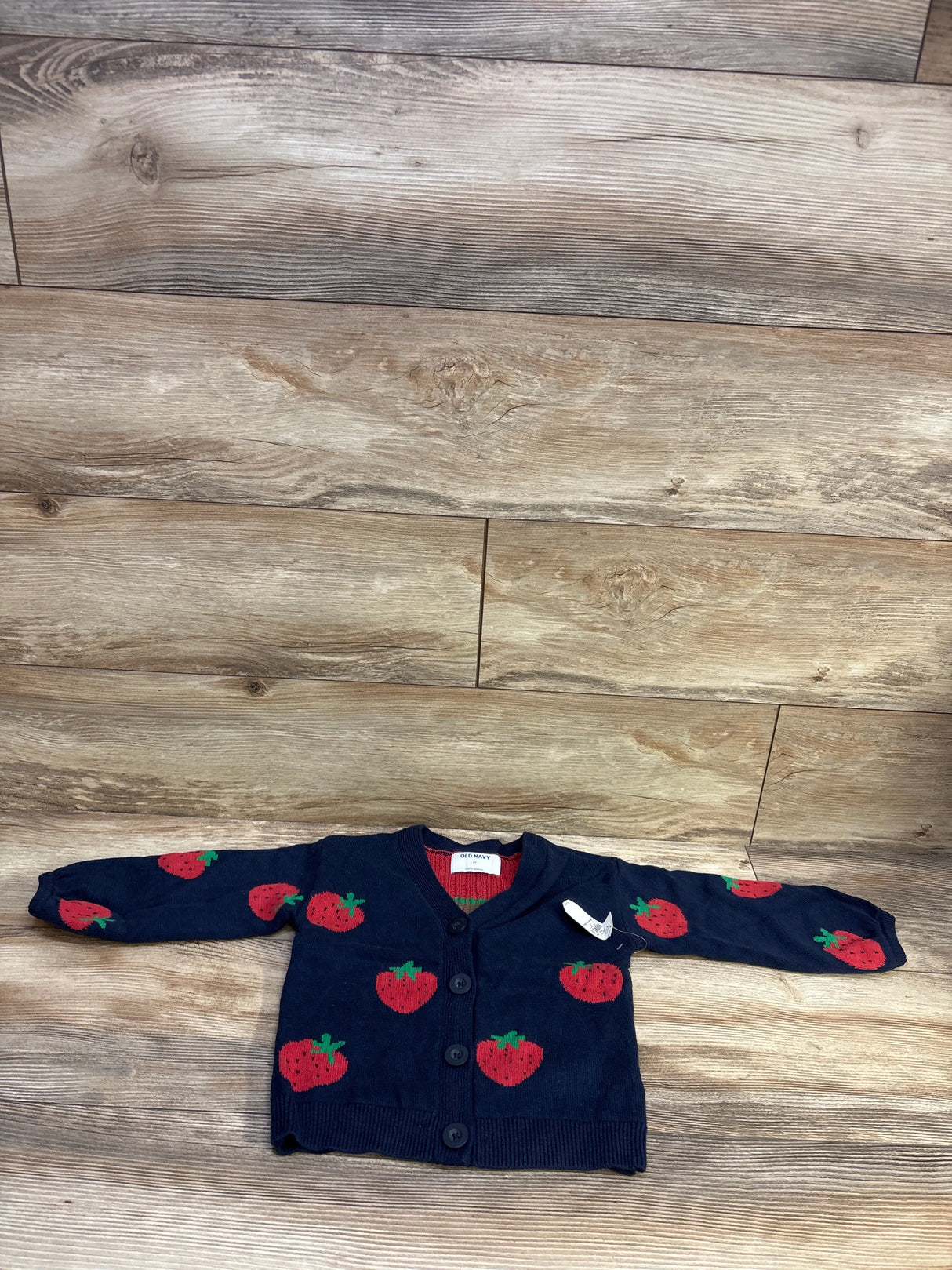 NEW Old Navy Strawberry Print Button-Front Cardigan Navy sz 3T