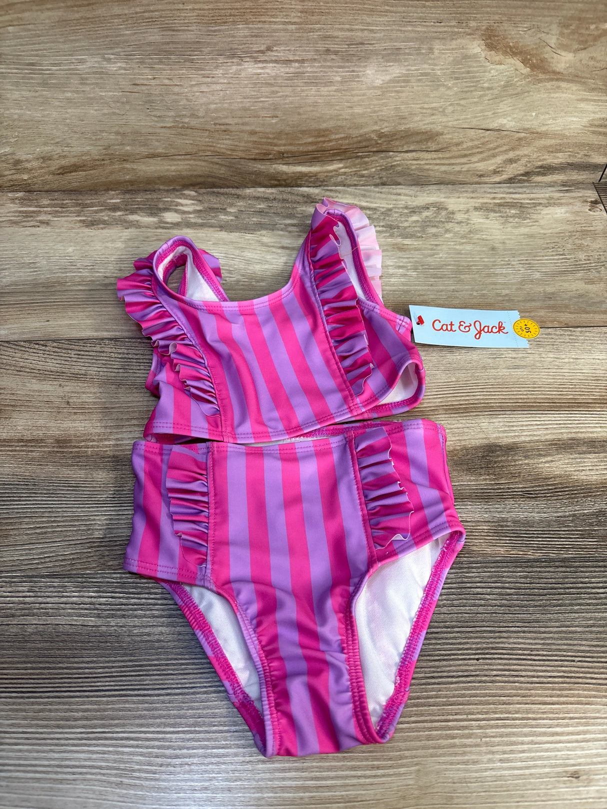 NEW Cat & Jack 2pc Striped Ruffle Bikini Set sz 18m