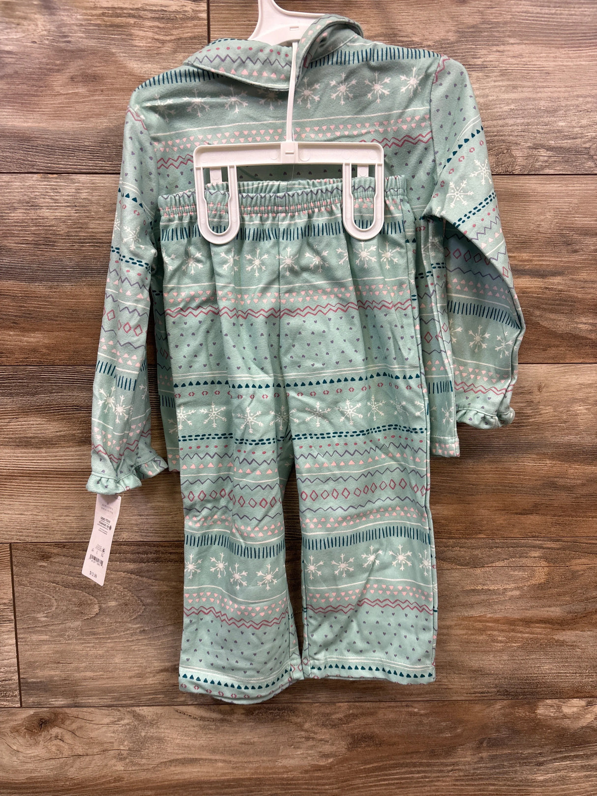 NEW Just One You 2pc Snowflake Coat Style Pajama Set Teal sz 3T
