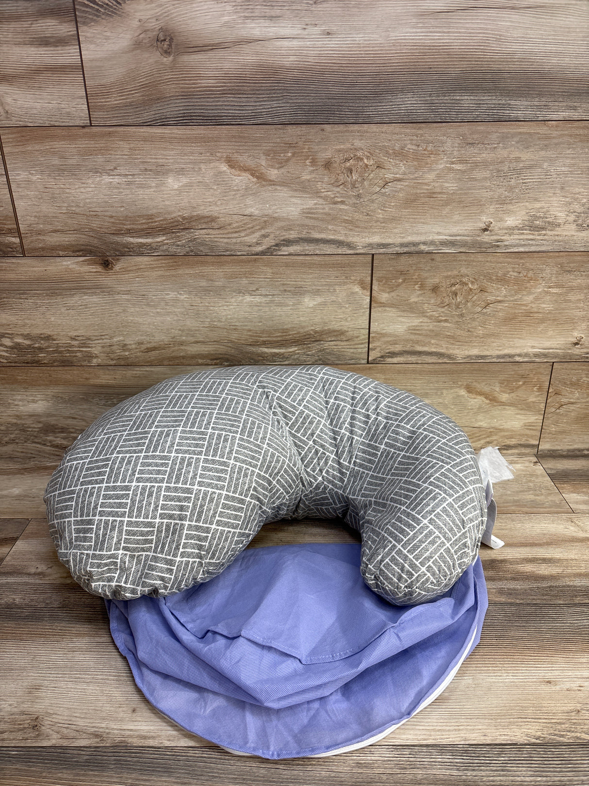 Boppy Cuddle Pregnancy Pillow with Gray Basket Weave Slipcover