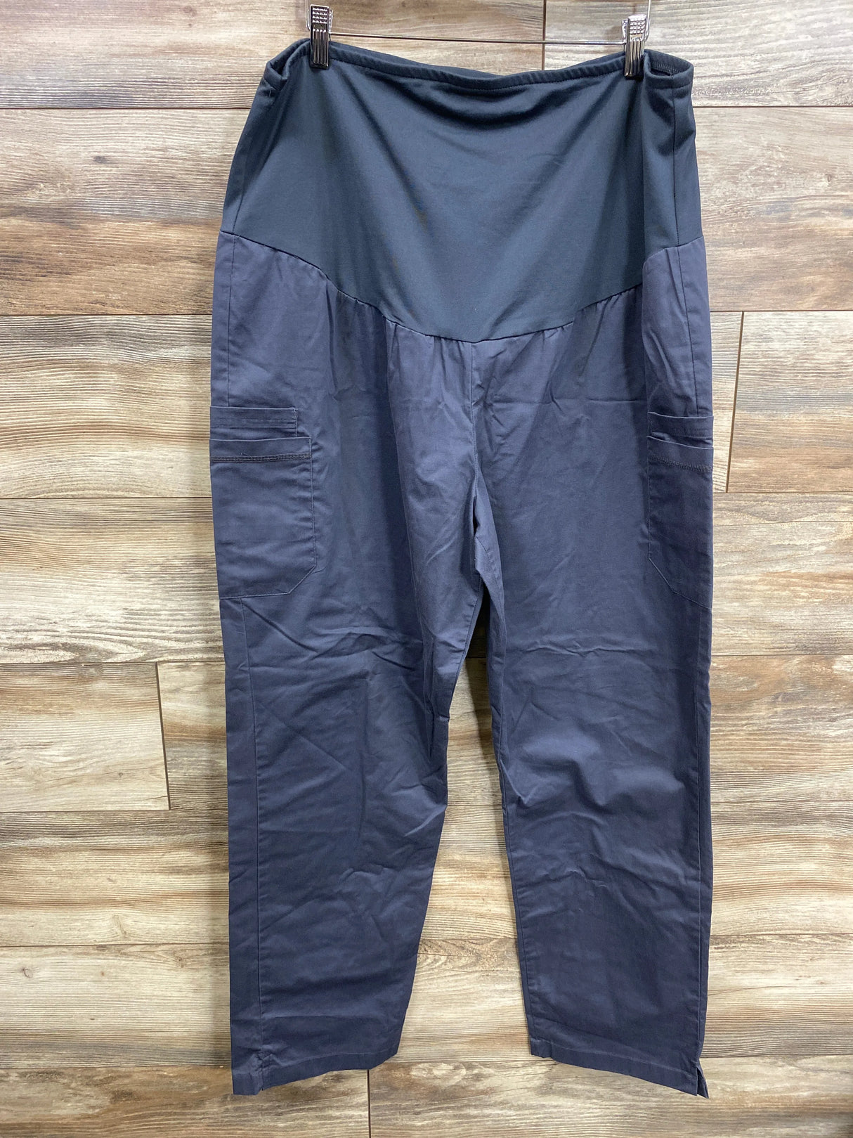 Butter-Soft Stretch Full Panel Maternity Scrub Pants Grey sz XL