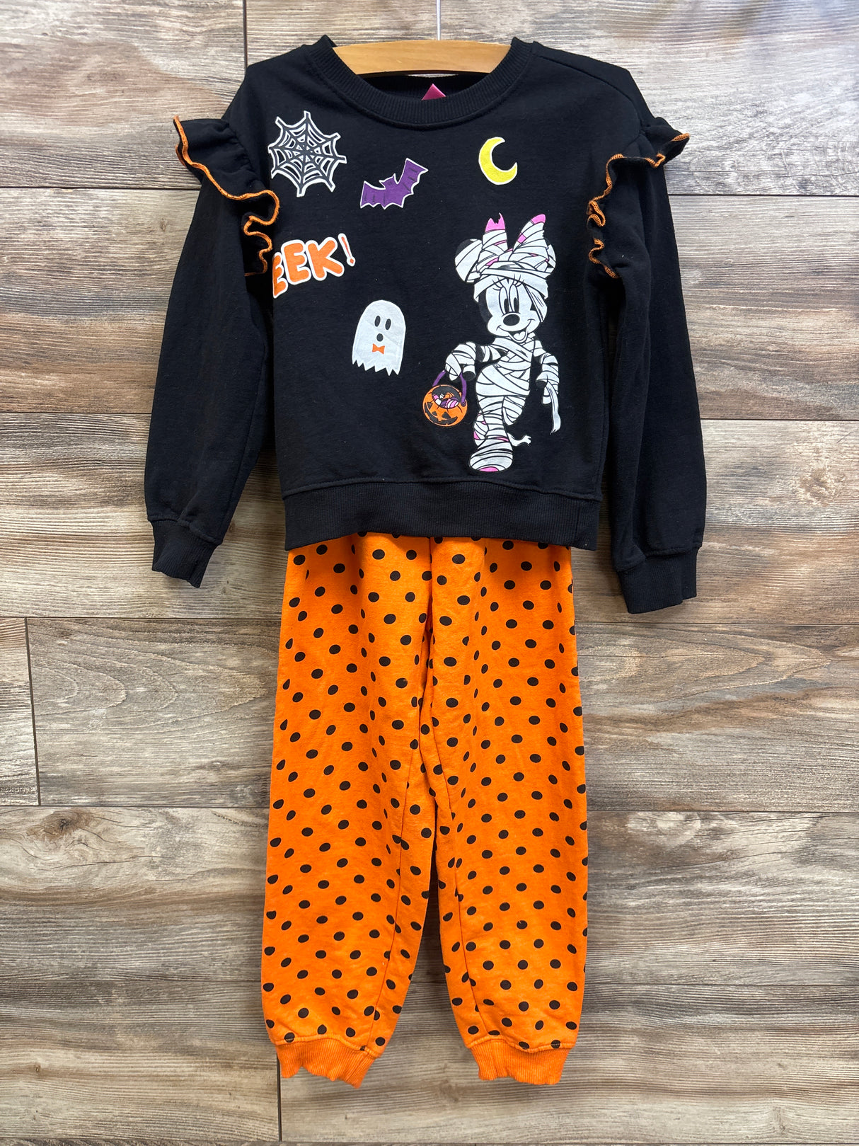 Disney Junior Minnie Mouse 2pc Halloween Pullover & Joggers Set Black sz 5T