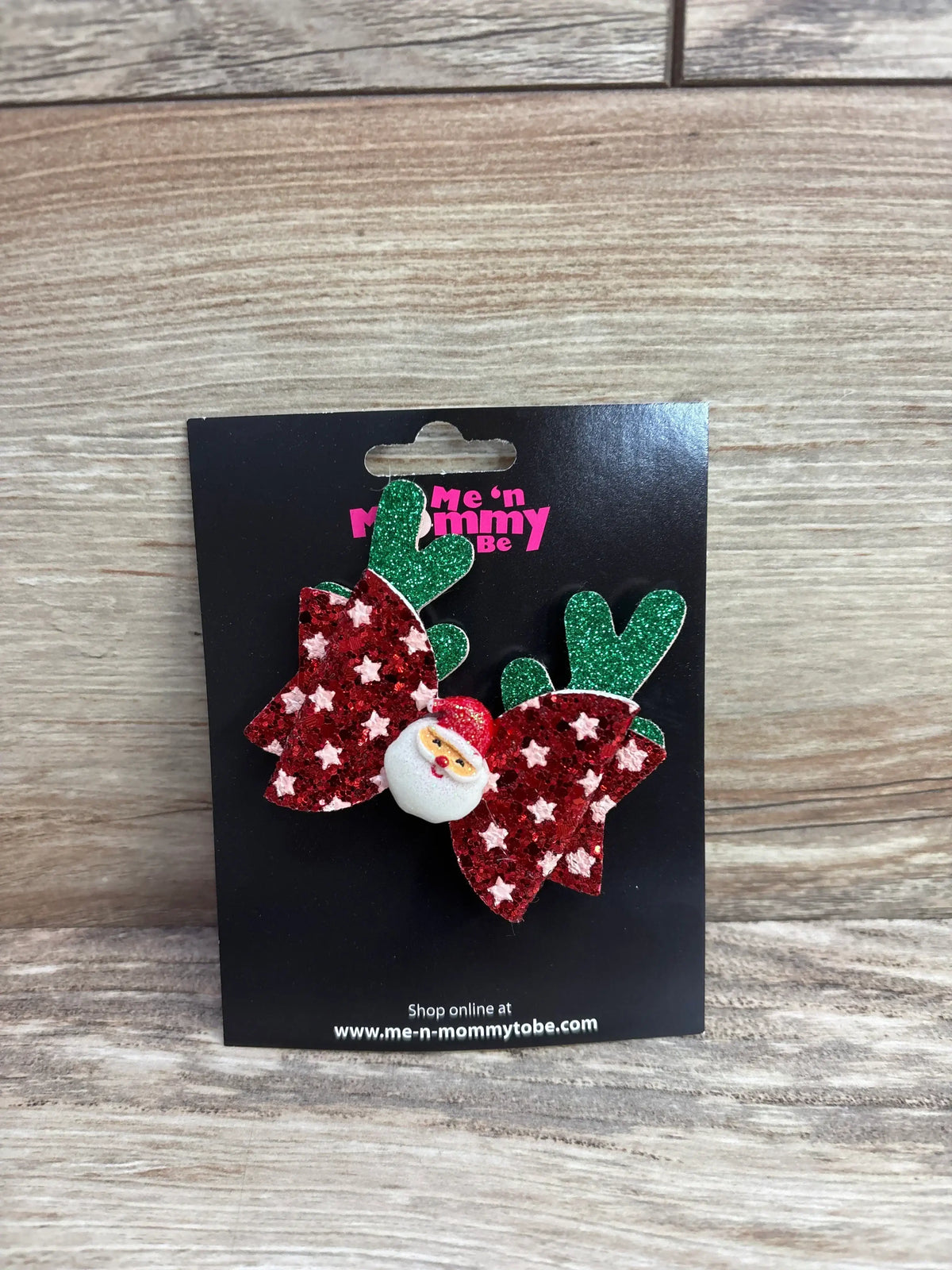NEW Double Layer Glitter Hair Bow w/ Santa Applique