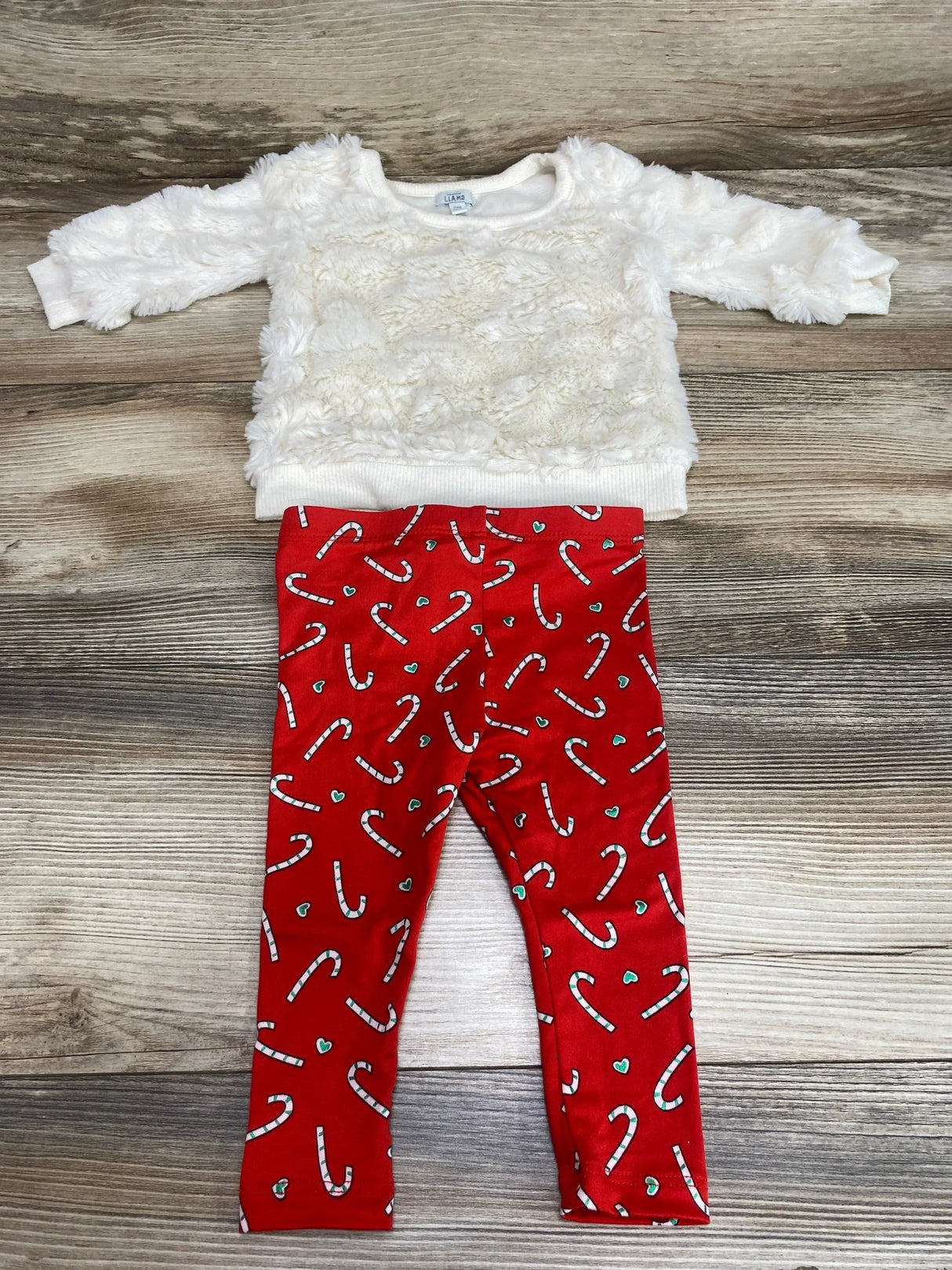 Laughing Llama 2pc Plush Sweatshirt & Leggings Cream sz 6m - Me n Mommy To Be