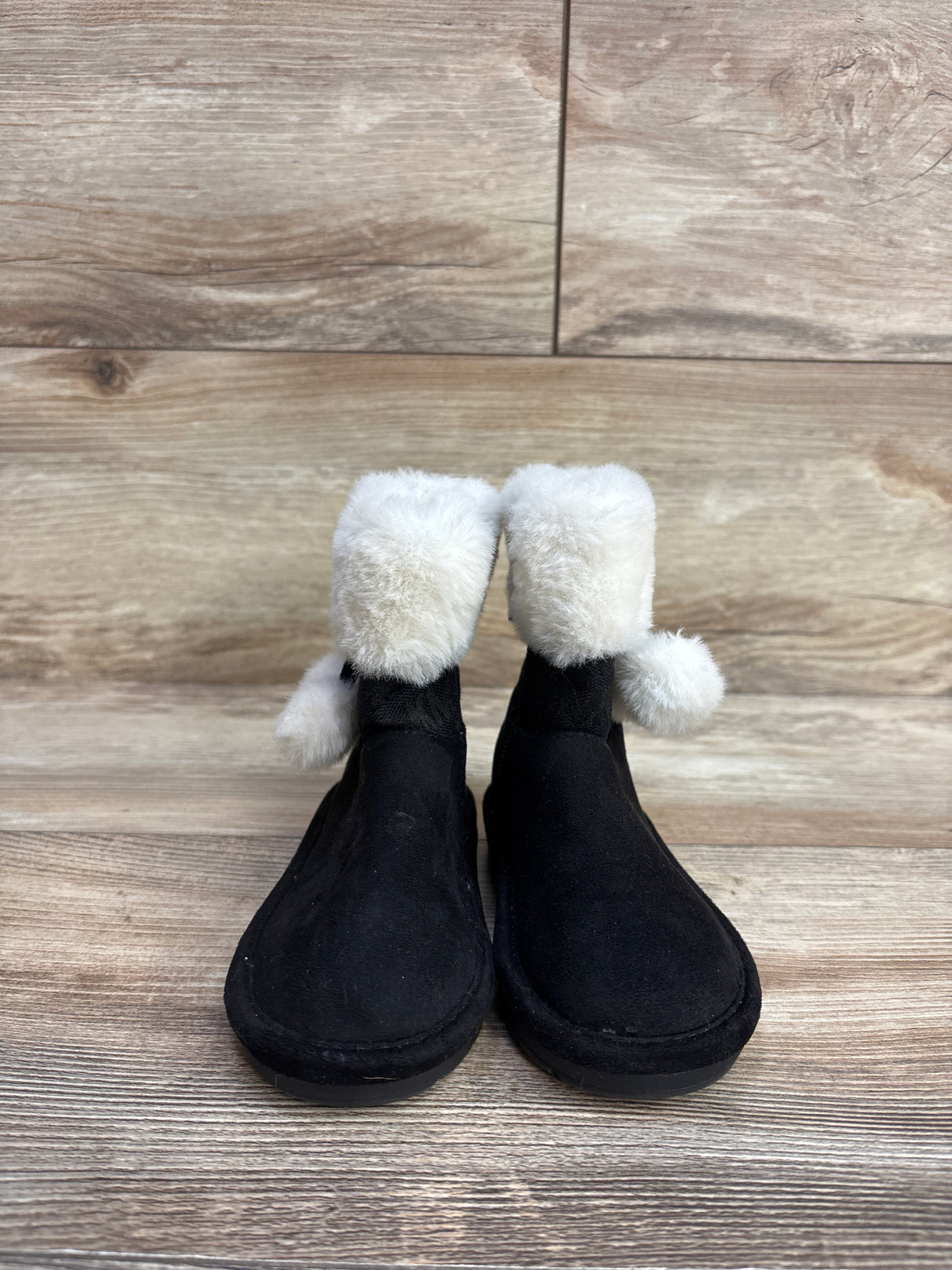 Michael Kors Faux Fur Suede Pom Pom Boots Black sz 7c