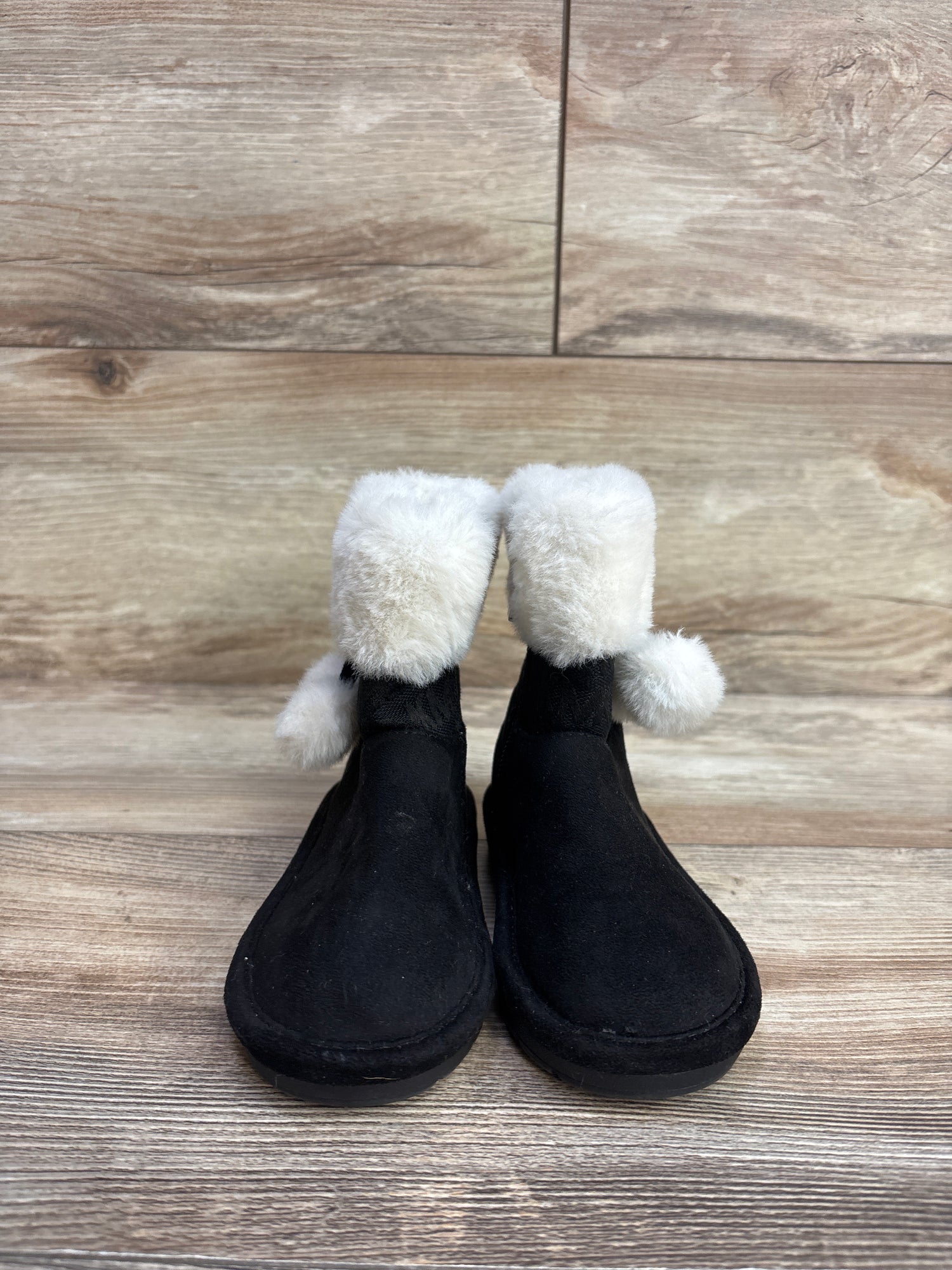 Michael Kors Faux Fur Suede Pom Pom Boots Black sz 7c