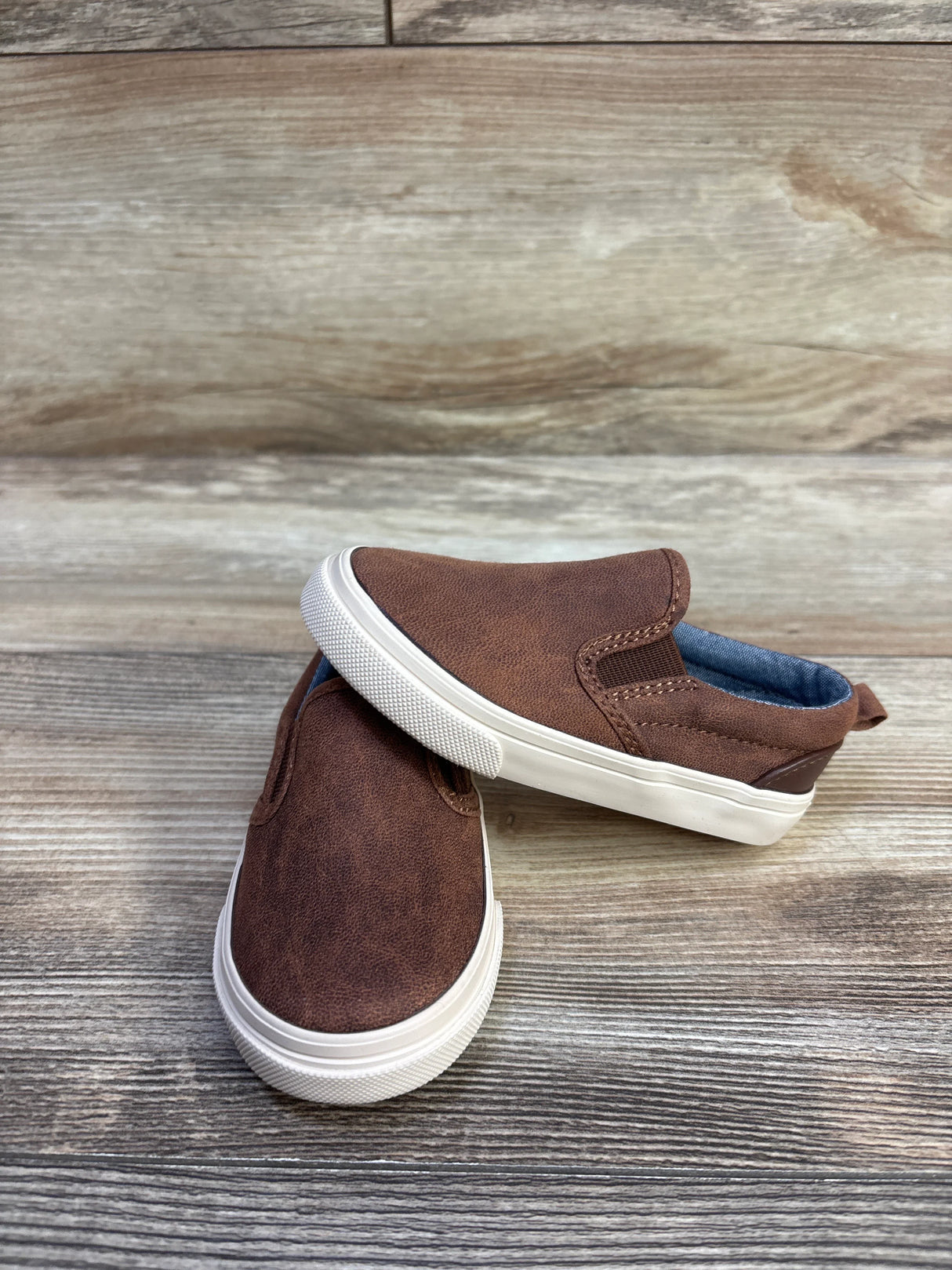 Old Navy Faux Leather Slip On Sneakers Brown sz 5c