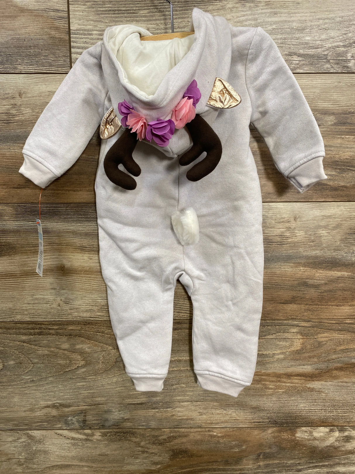 NEW Cat & Jack Reindeer Hooded Coverall Lilac sz 3-6m