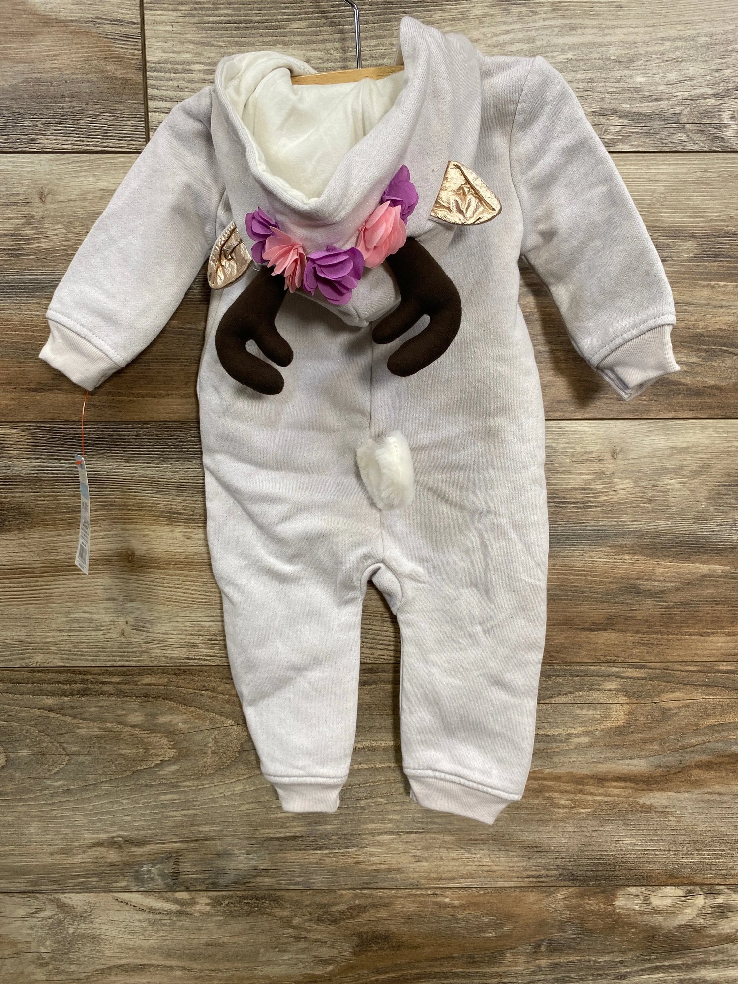 NEW Cat & Jack Reindeer Hooded Coverall Lilac sz 3-6m
