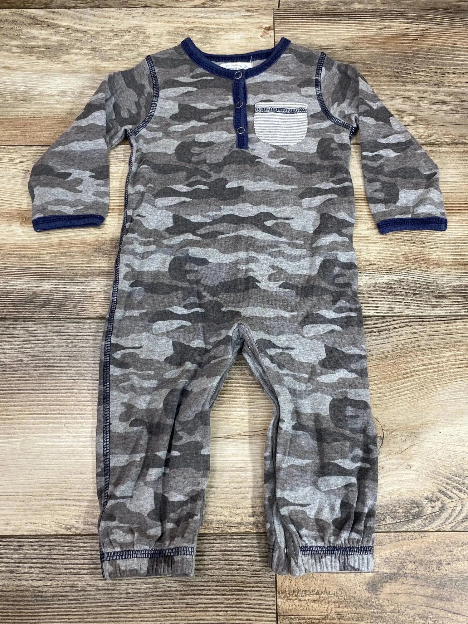 Mud Pie LS Camo Print Romper Grey sz 3-6m - Me n Mommy To Be