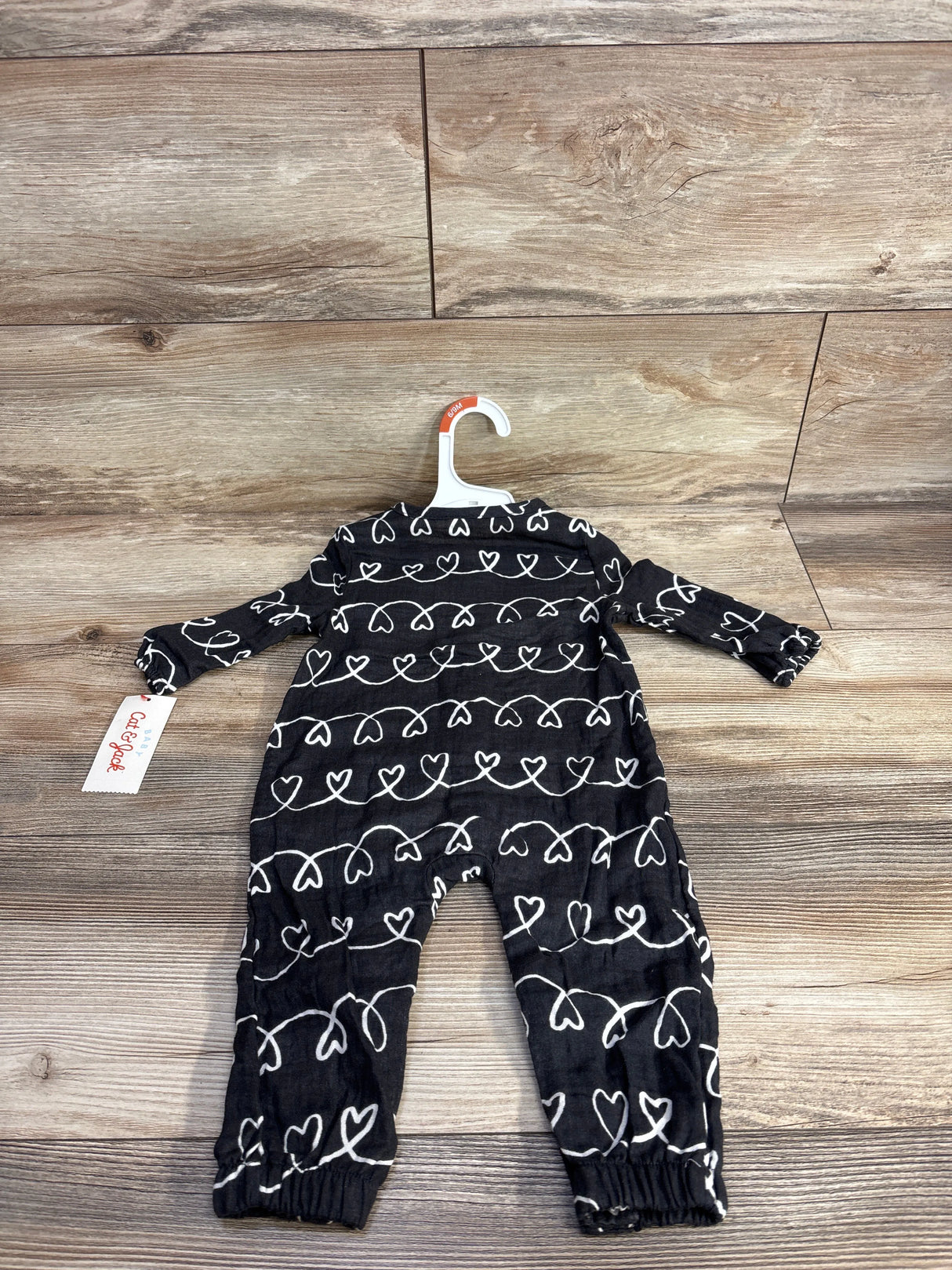 NEW Cat & Jack Heart Print Jumpsuit Grey sz 6-9m