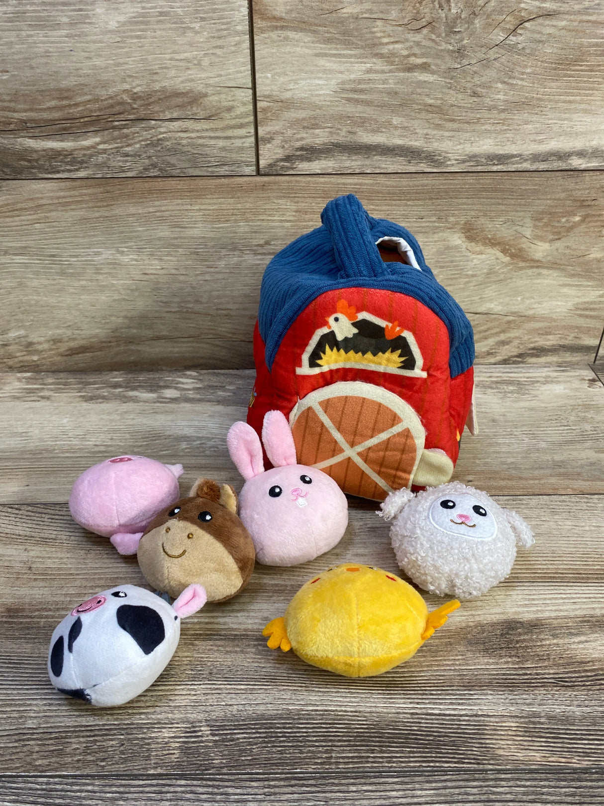 hahaland Surprise Barn Rattle, Crinkle, Mirror Plush Playset