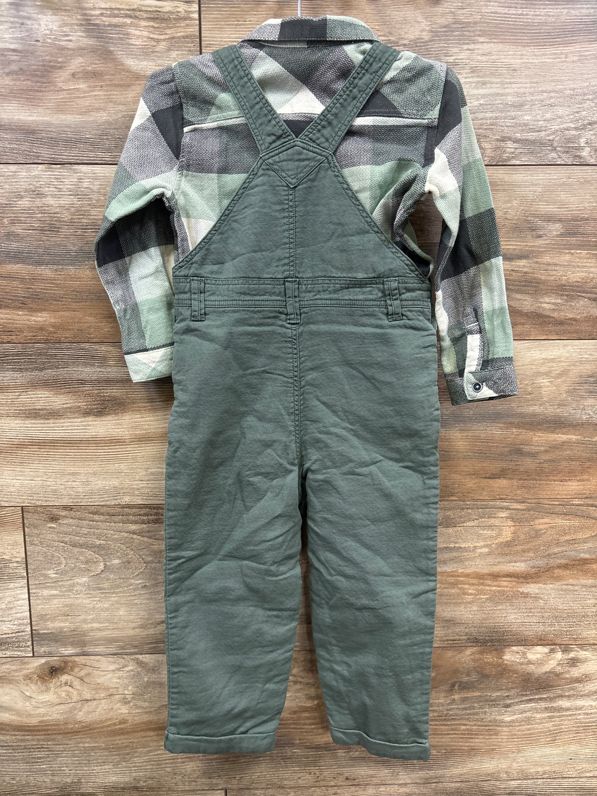 Orchestra 2pc Plaid Shirt & Overall Set Green sz 3T