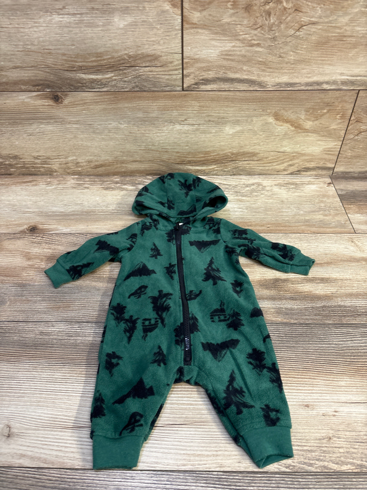 Carter's Blanket Hooded Coverall Green sz Newborn