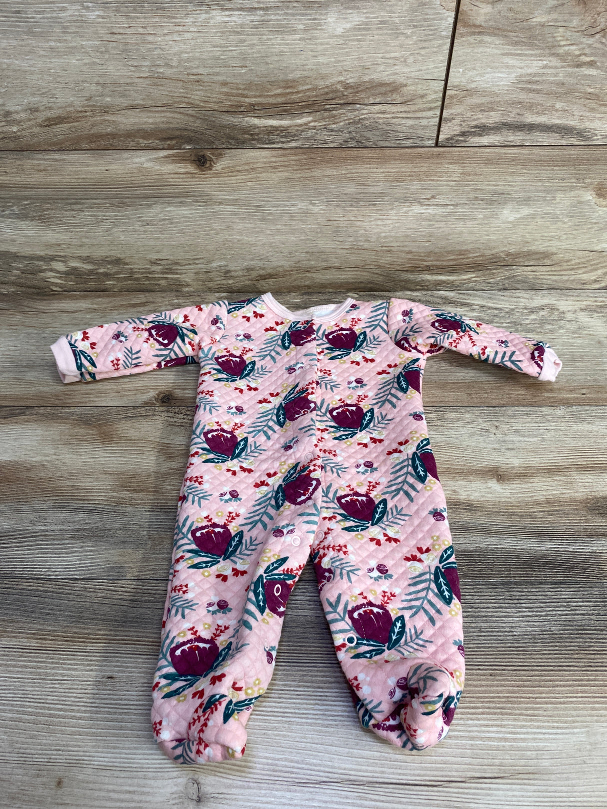 Chick Pea Quilted Floral Sleeper Pink sz 0-3m