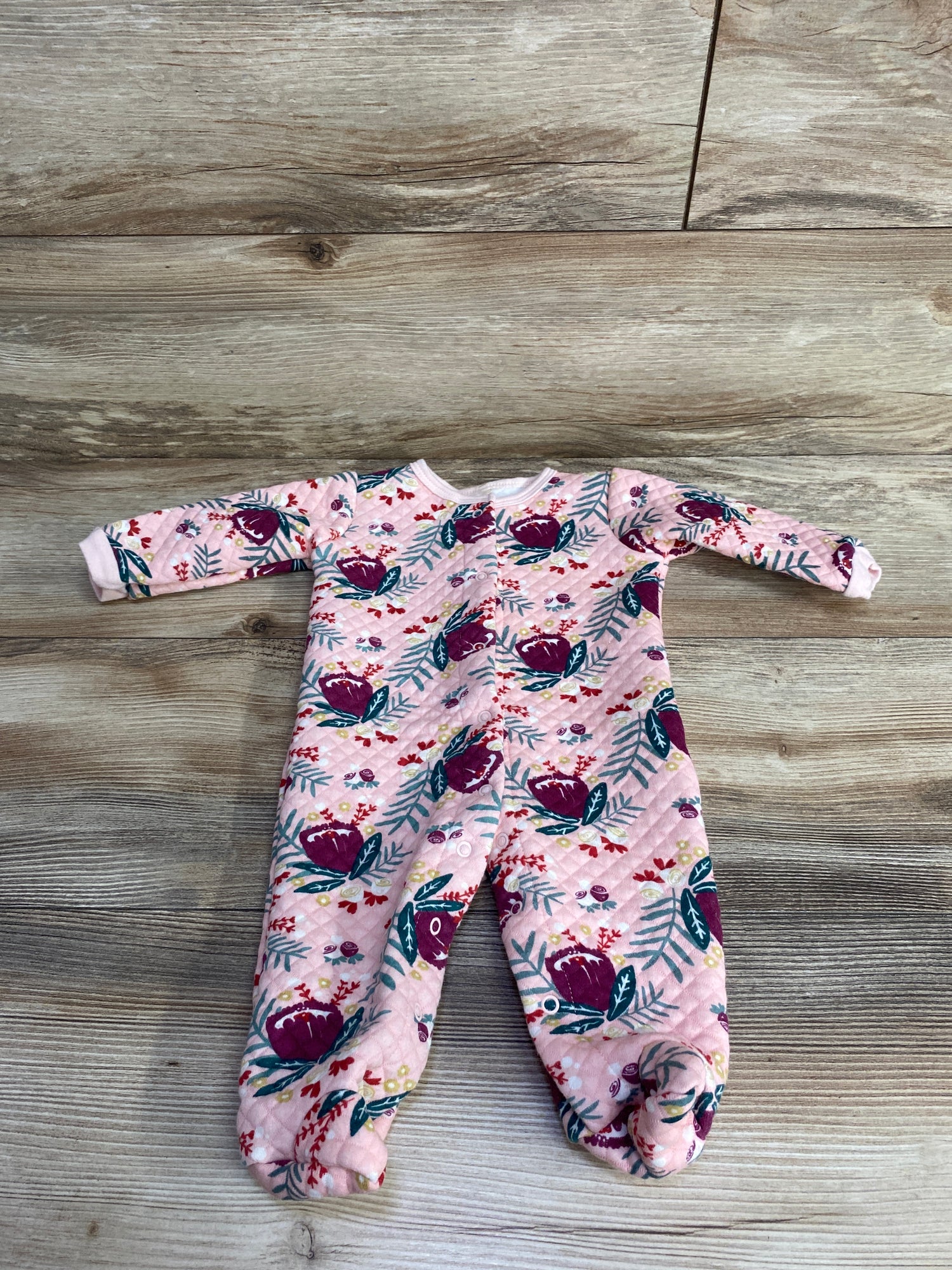 Chick Pea Quilted Floral Sleeper Pink sz 0-3m