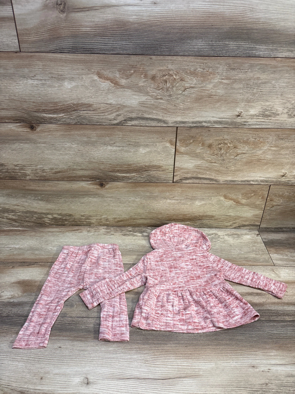 Old Navy 2pc Knit Hooded Peplum Top & Pants Set Pink sz 6-12m