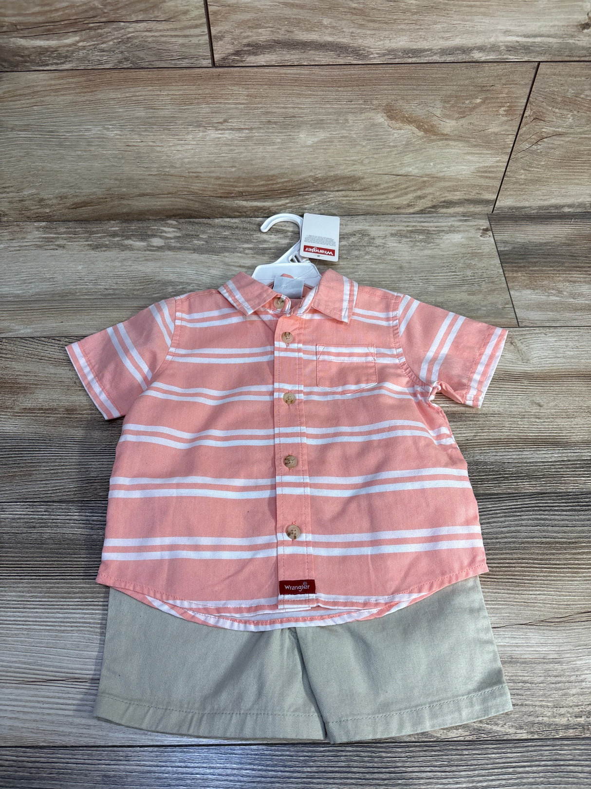 NEW Wrangler 2pc Button-Up Shirt & Shorts Set Pink sz 24m