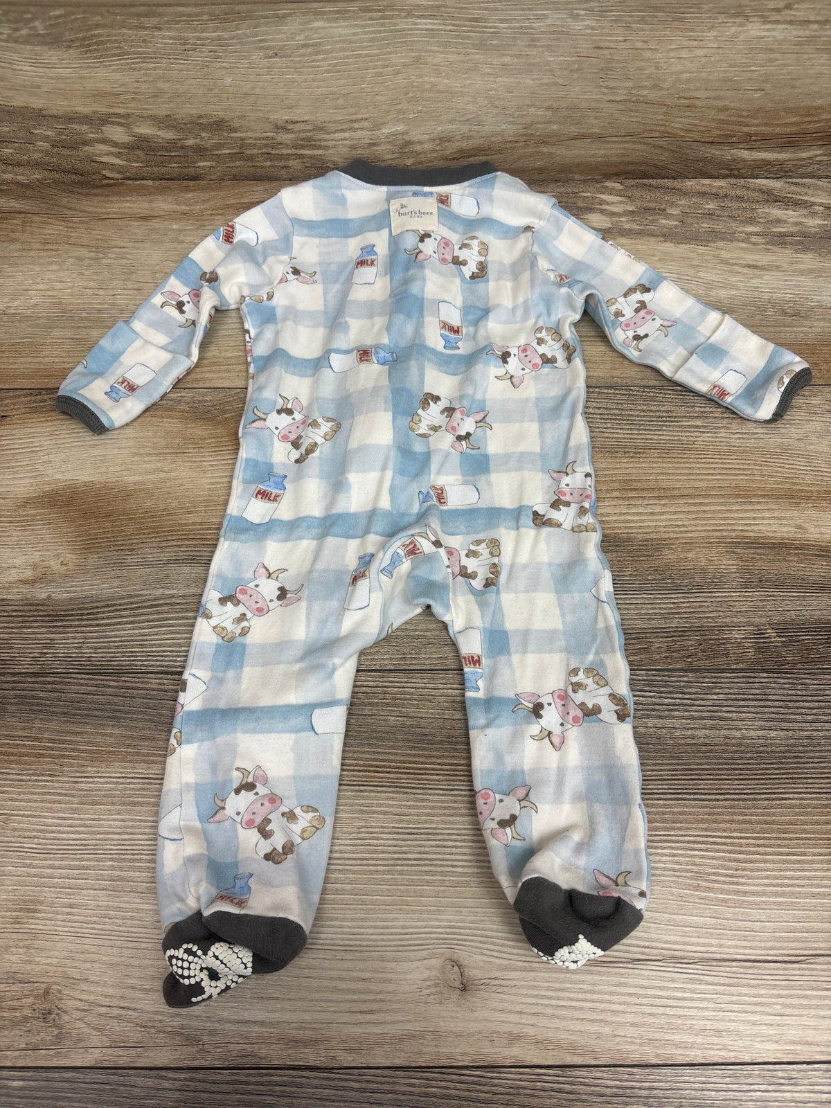 Burt's Bees Baby Cow Print Sleeper Blue sz 0-3m