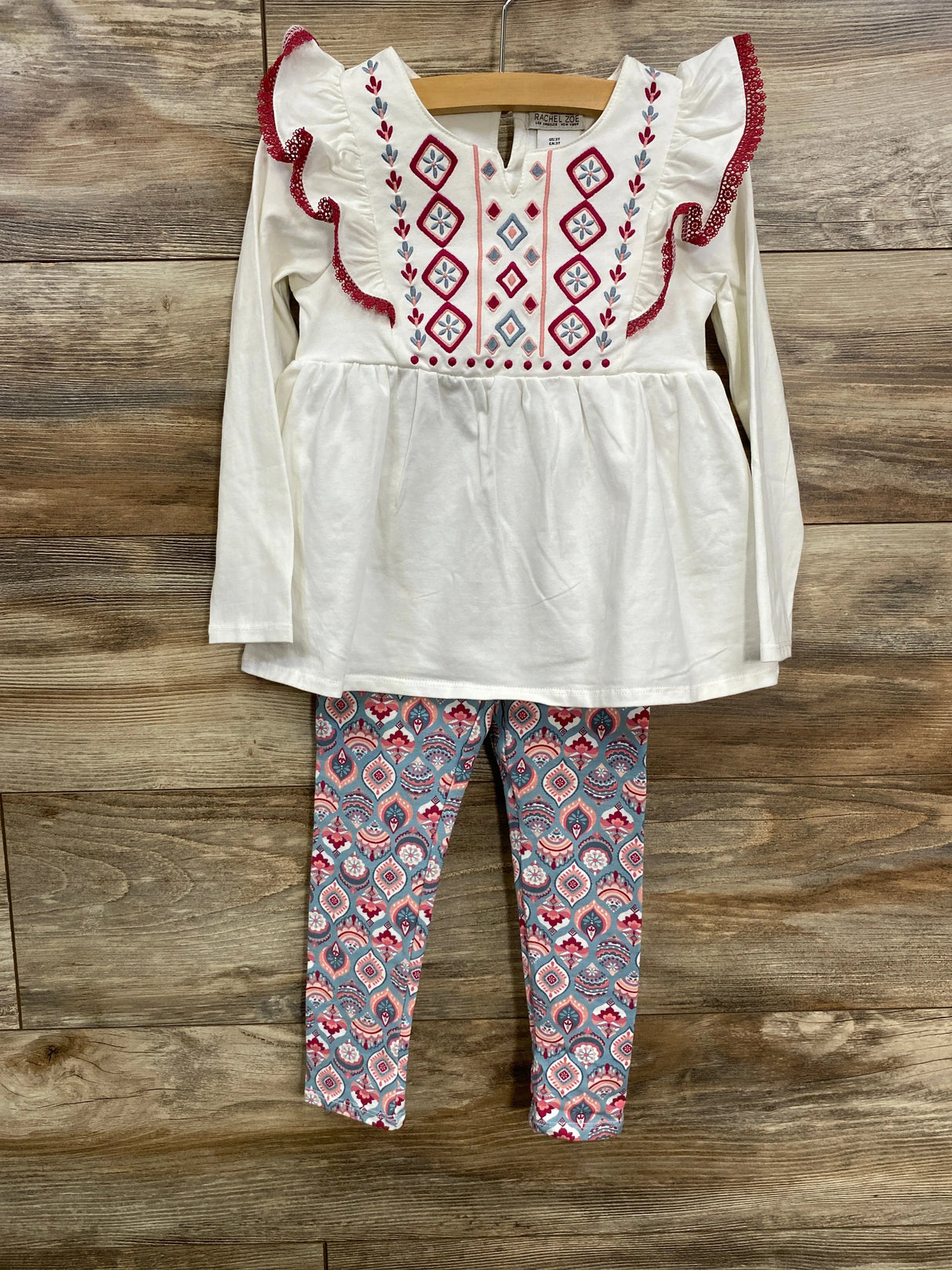 Rachel Zoe 2pc Embroidered Shirt & Leggings White sz 3T
