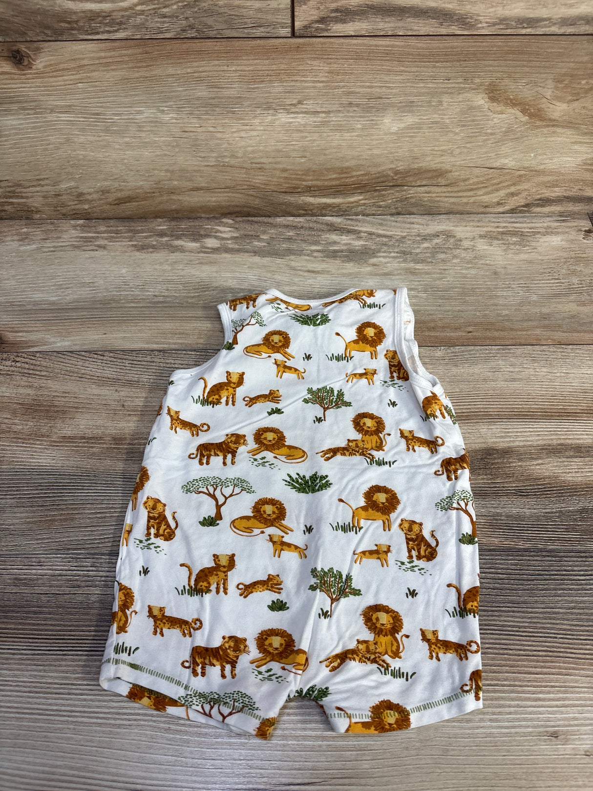 Mudpie Lion Tank Shortie Romper White sz 6-9m