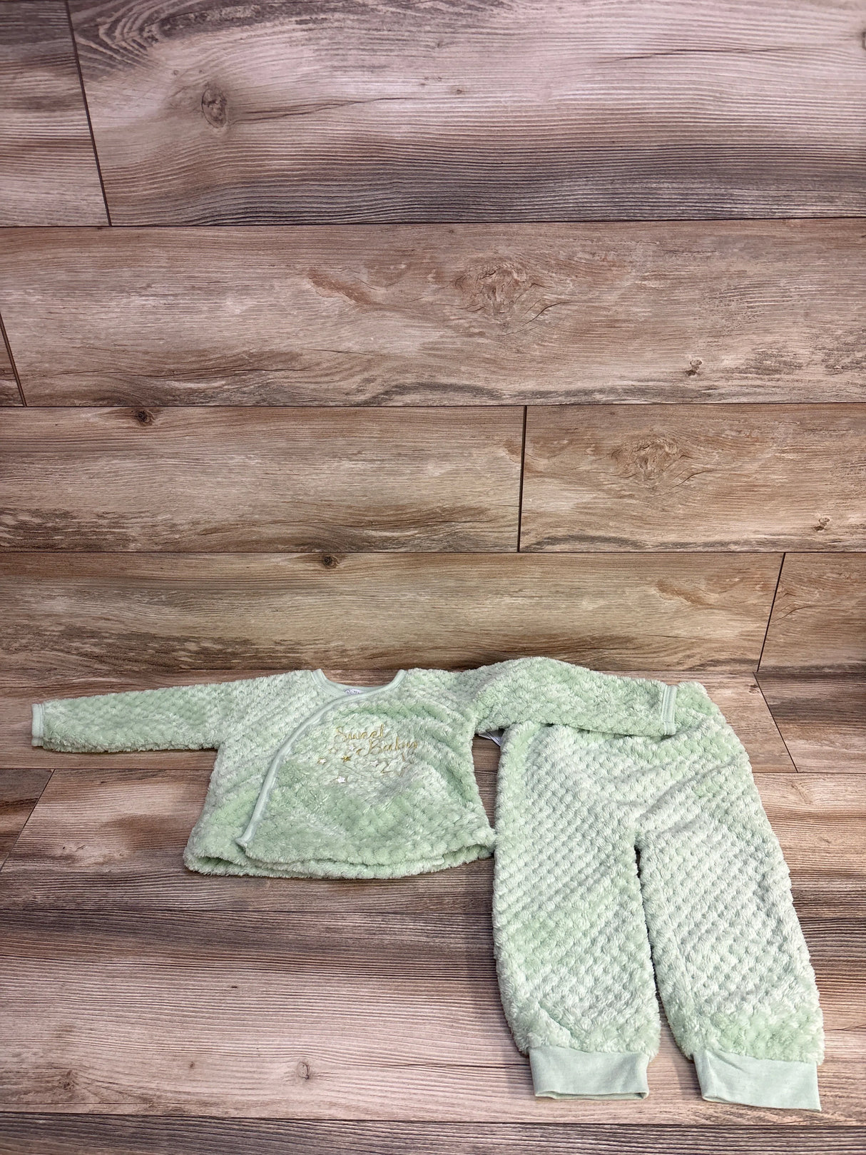 NEW Quiltex Plush Kimono Top & Pants Set Green sz 24m