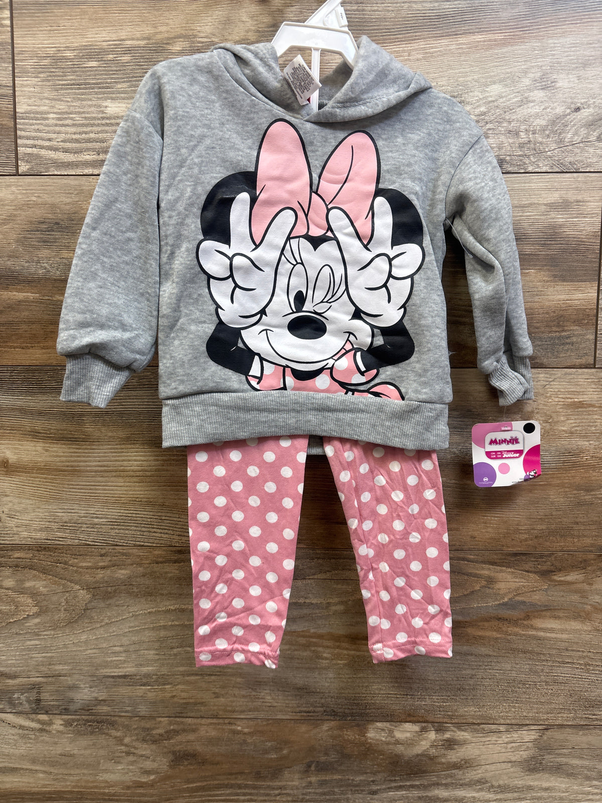NEW Disney Junior Minnie Mouse 2pc Sweatshirt & Pants Set Grey sz 2T