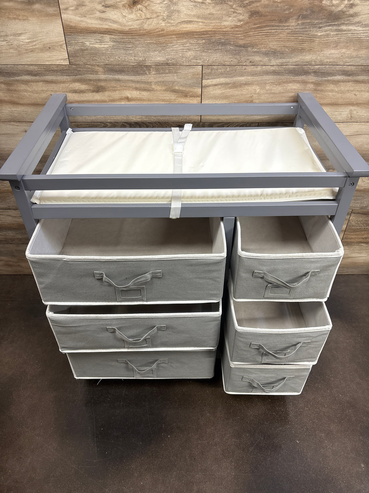 Badger Basket Modern Baby Changing Table with Six Baskets - Gray