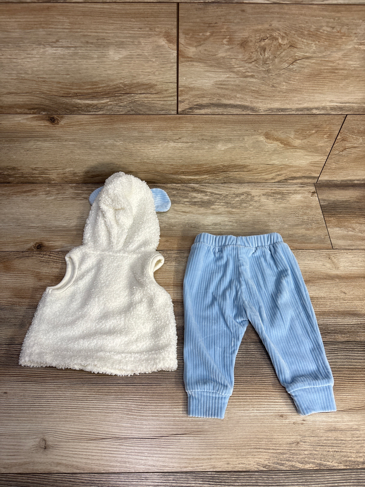 Disney Baby 2pc Mickey Mouse Sherpa Vest & Ribbed Pants Set White sz 0-3m