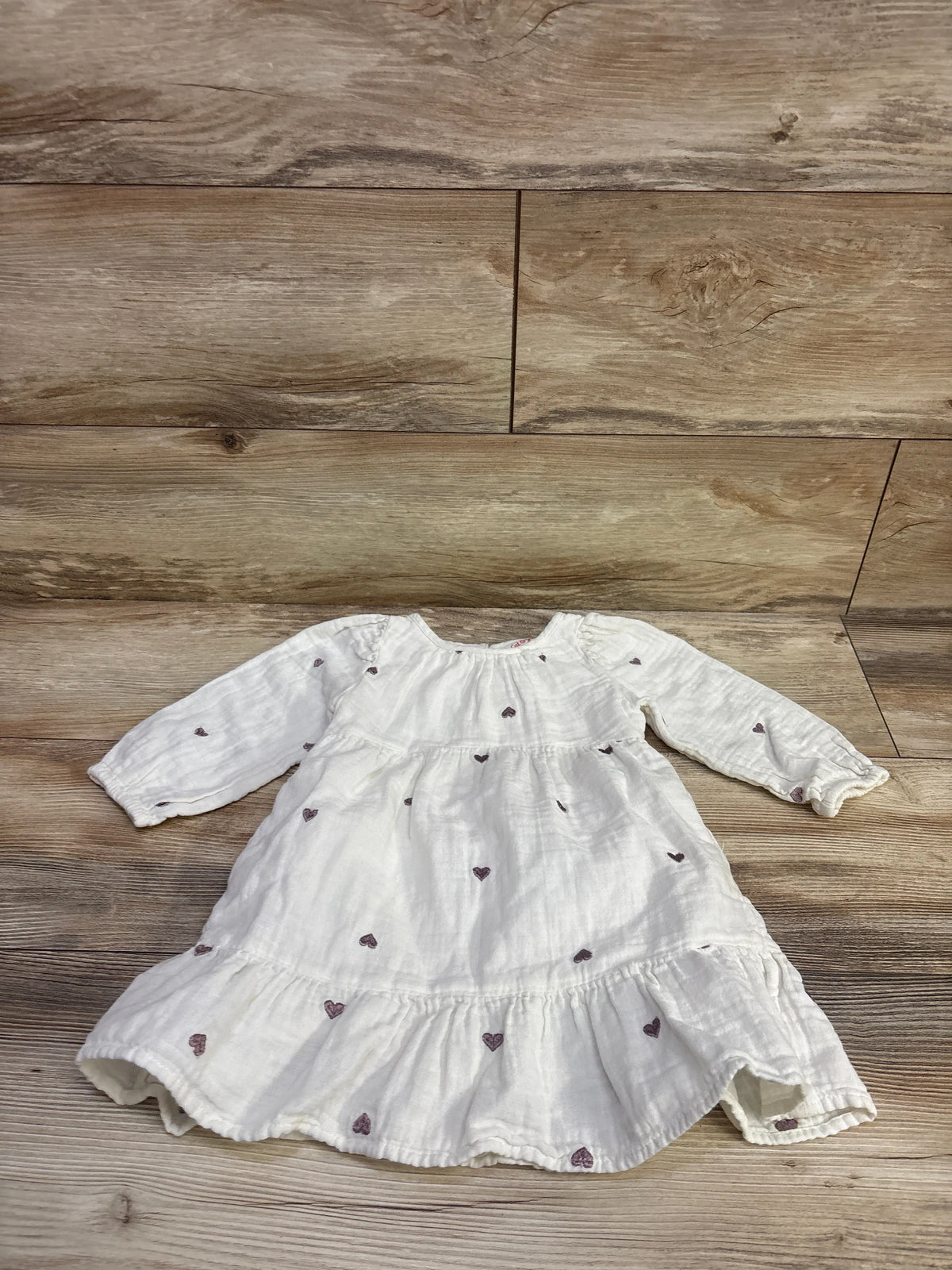 Cat & Jack Embroidered Heart Gauze Tiered Dress White sz 2T