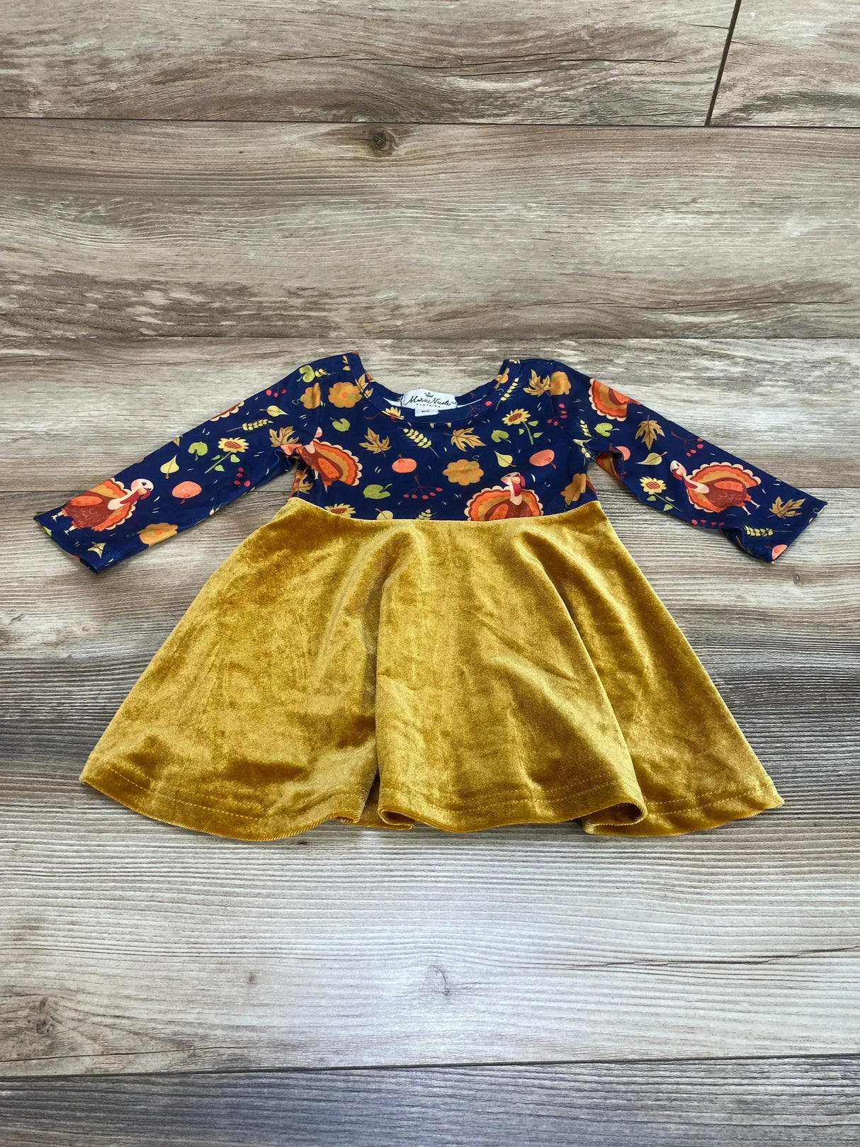 Marie Nicole Thanksgiving Dress Navy sz 6-12m - Me n Mommy To Be