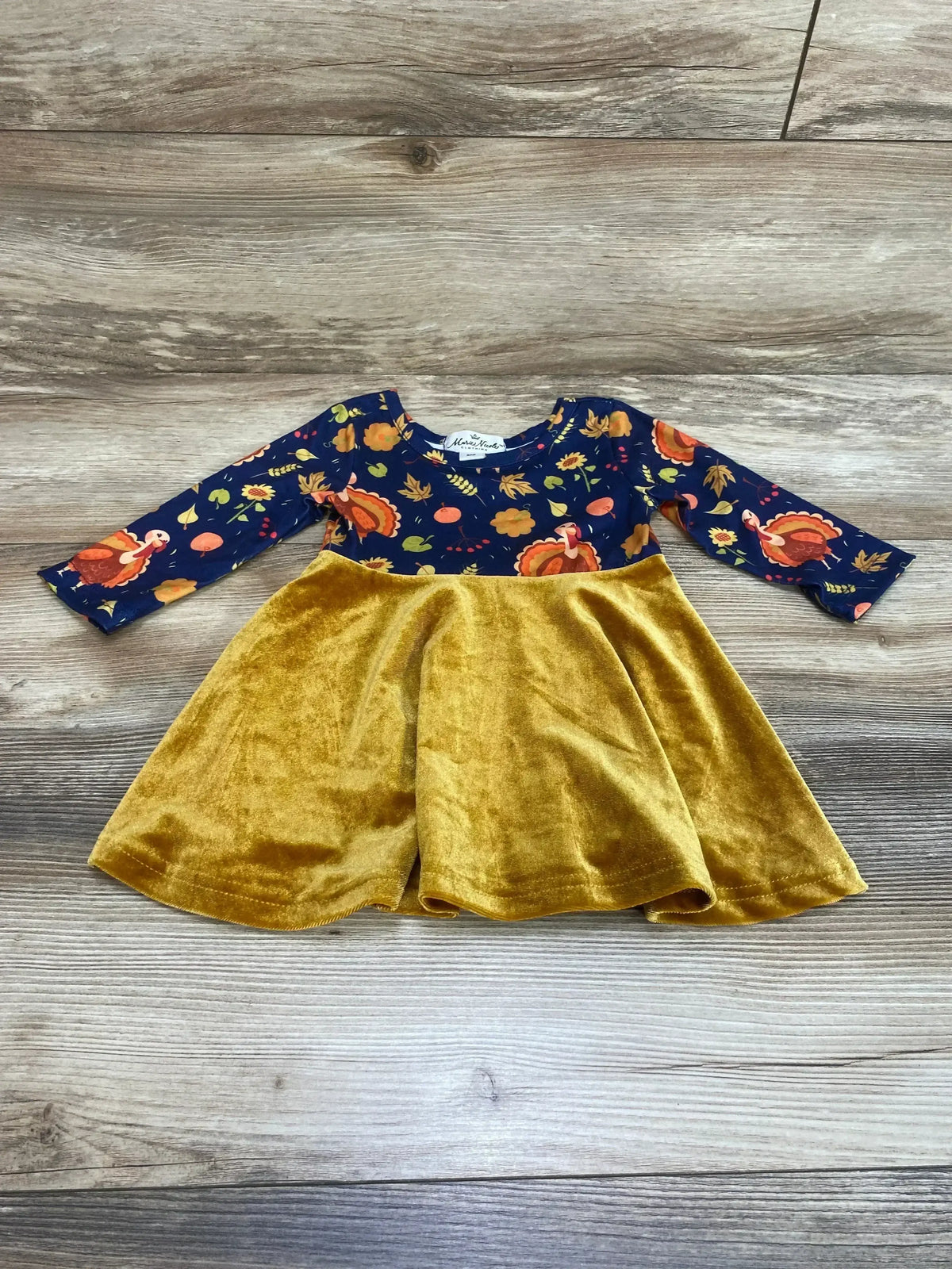 Marie Nicole Thanksgiving Dress Navy sz 6-12m - Me n Mommy To Be