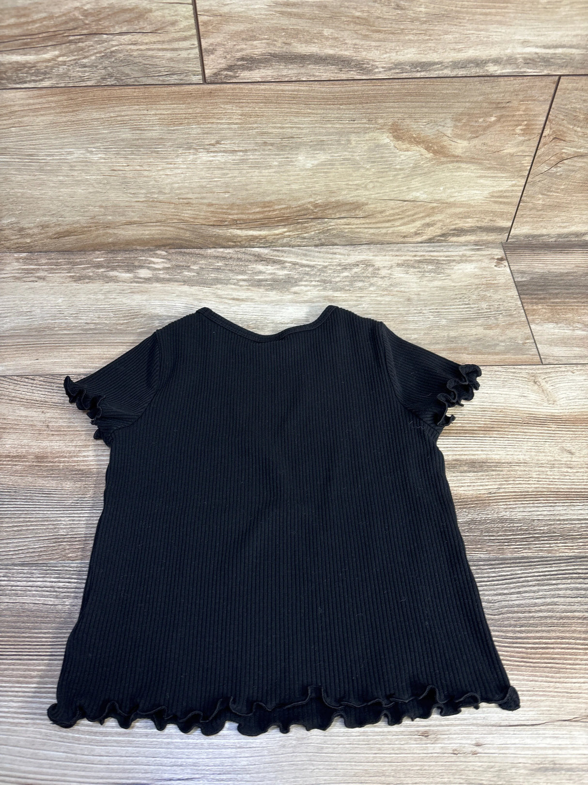 Old Navy Ribbed Lettuce Trim Shirt Black sz 3T