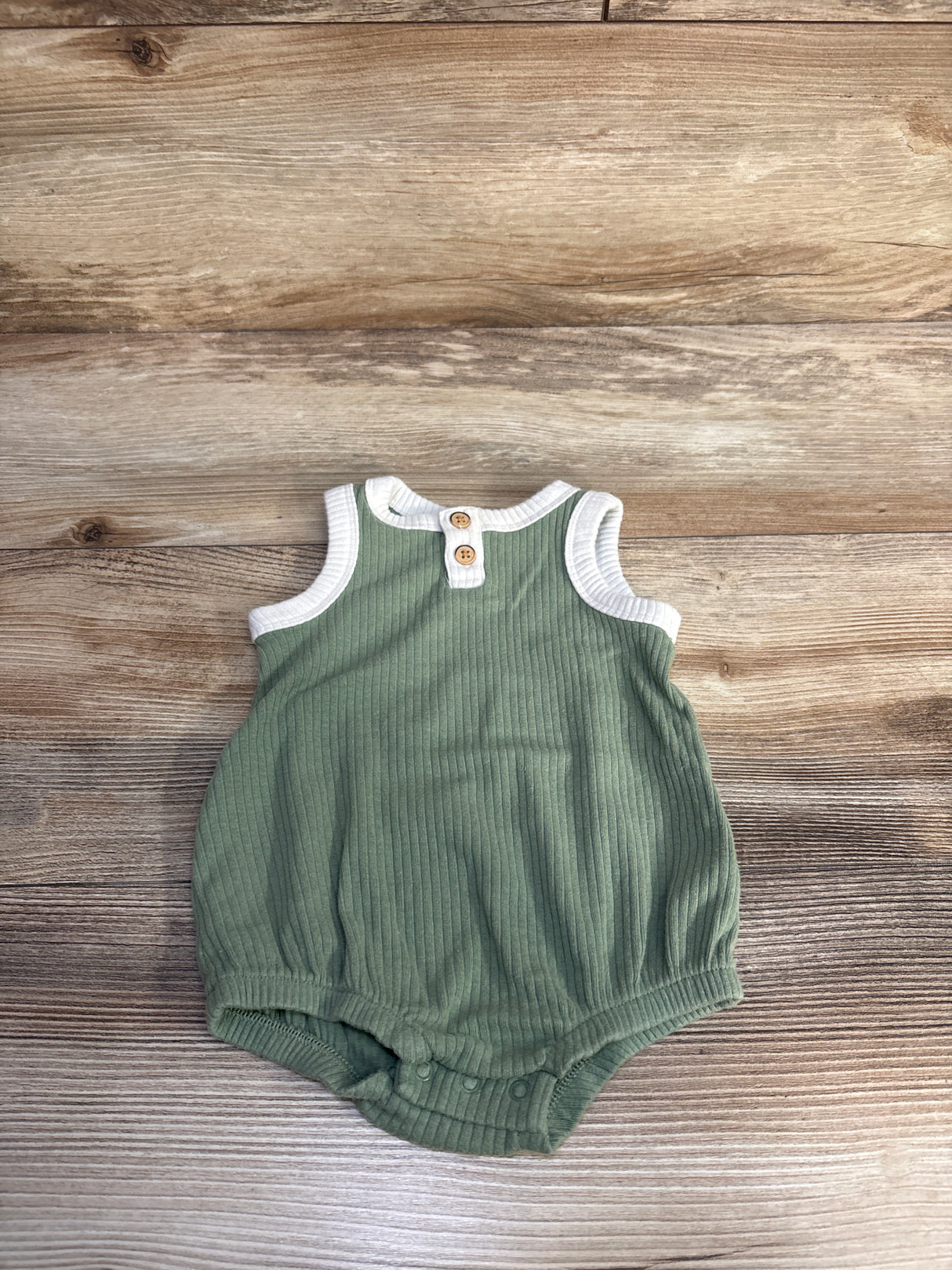 Cat & Jack Ribbed Henley Bubble Romper Green sz 0-3m