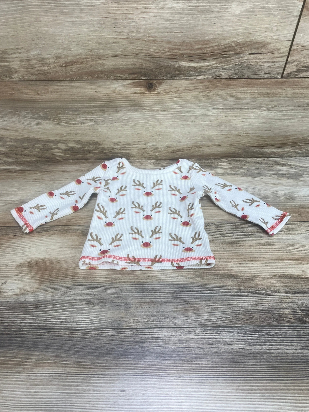 Mudpie Thermal Reindeer Shirt White sz 3-6m - Me n Mommy To Be