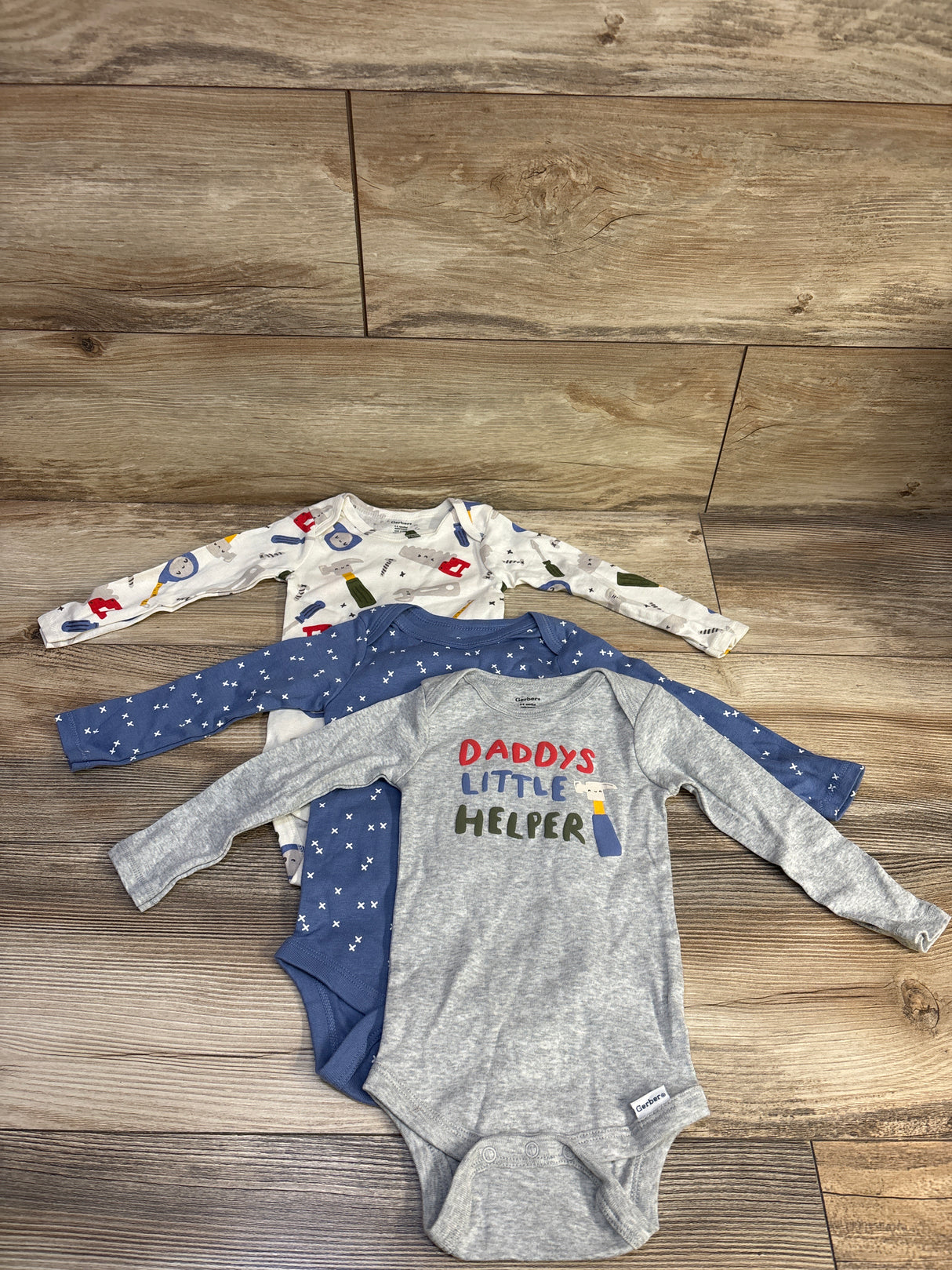 Gerber 3pk Bodysuits Grey sz 6-9m